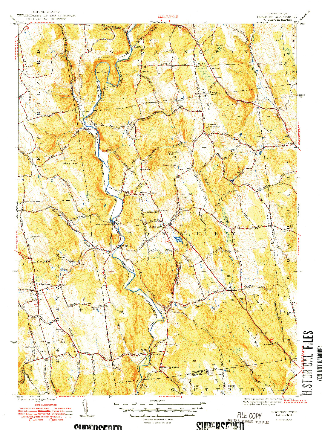 USGS 1:31680-SCALE QUADRANGLE FOR ROXBURY, CT 1949