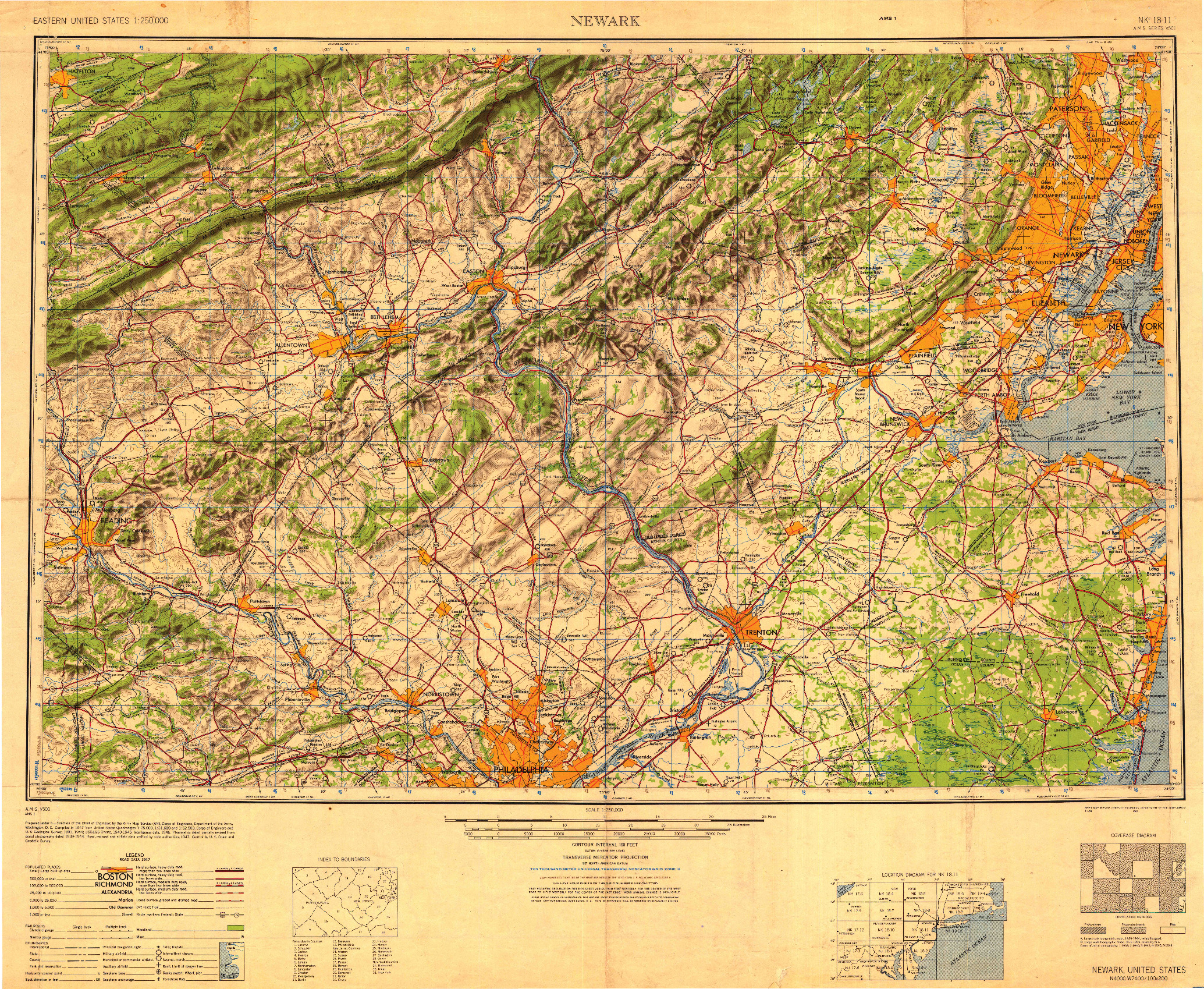 USGS 1:250000-SCALE QUADRANGLE FOR NEWARK, NJ 1949