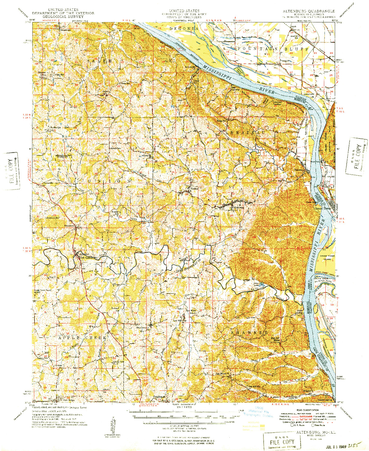 USGS 1:62500-SCALE QUADRANGLE FOR ALTENBURG, MO 1949
