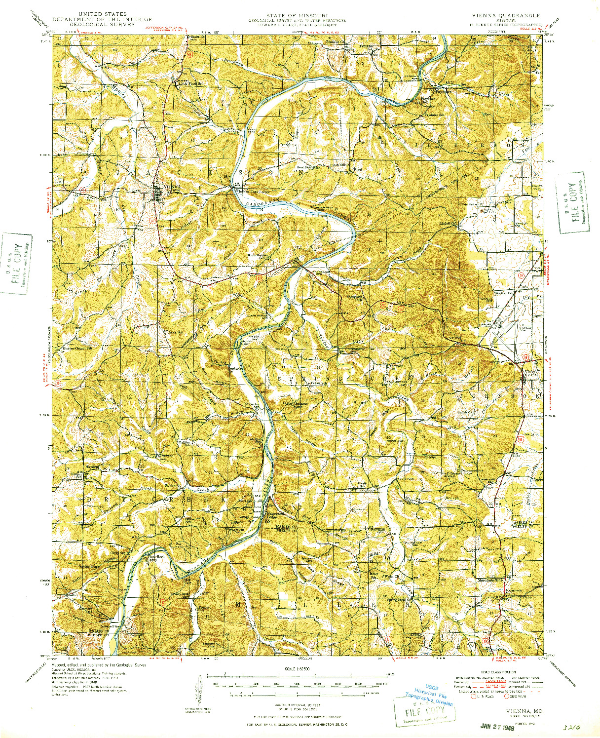 USGS 1:62500-SCALE QUADRANGLE FOR VIENNA, MO 1949