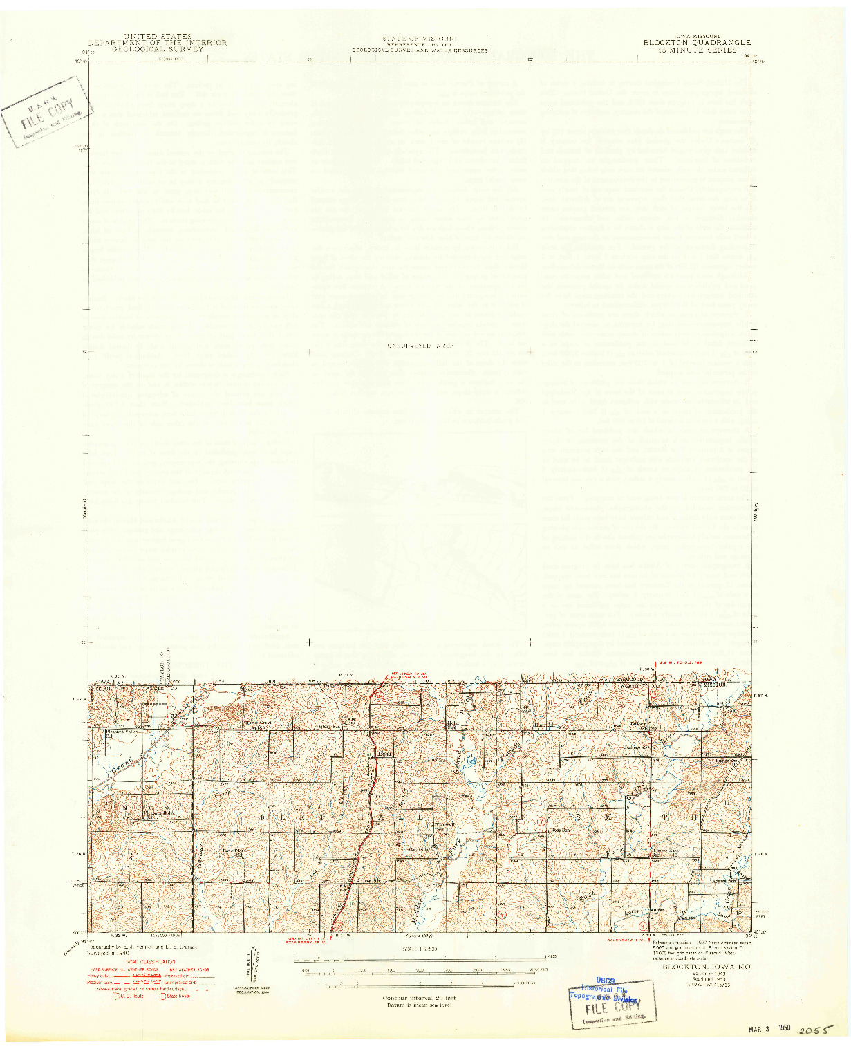 USGS 1:62500-SCALE QUADRANGLE FOR BLOCKTON, IA 1943