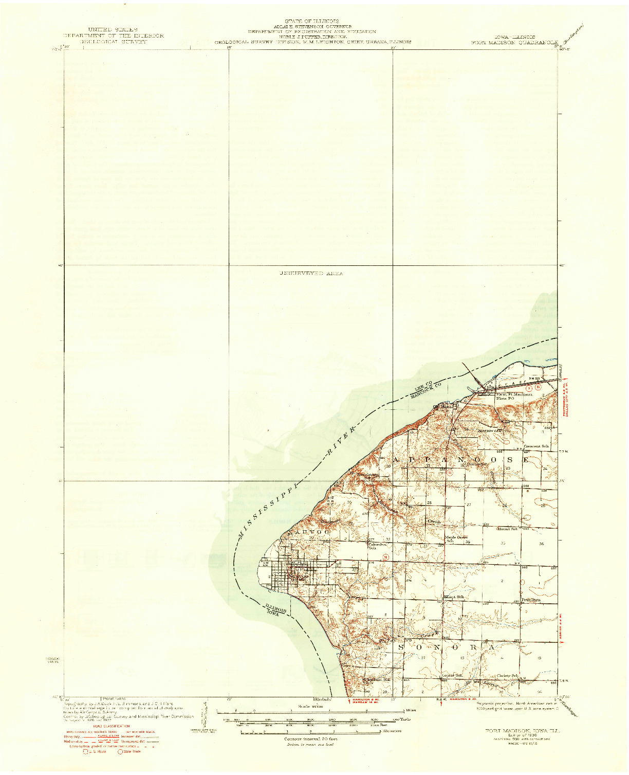 USGS 1:62500-SCALE QUADRANGLE FOR FORT MADISON, IA 1936