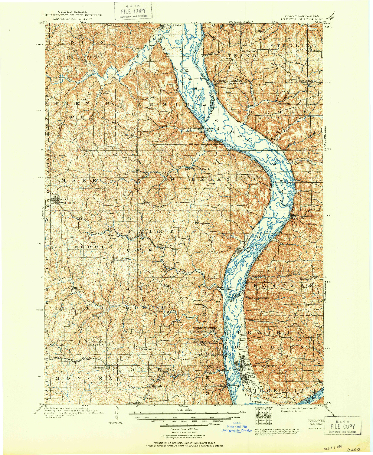 USGS 1:125000-SCALE QUADRANGLE FOR WAUKON, IA 1903