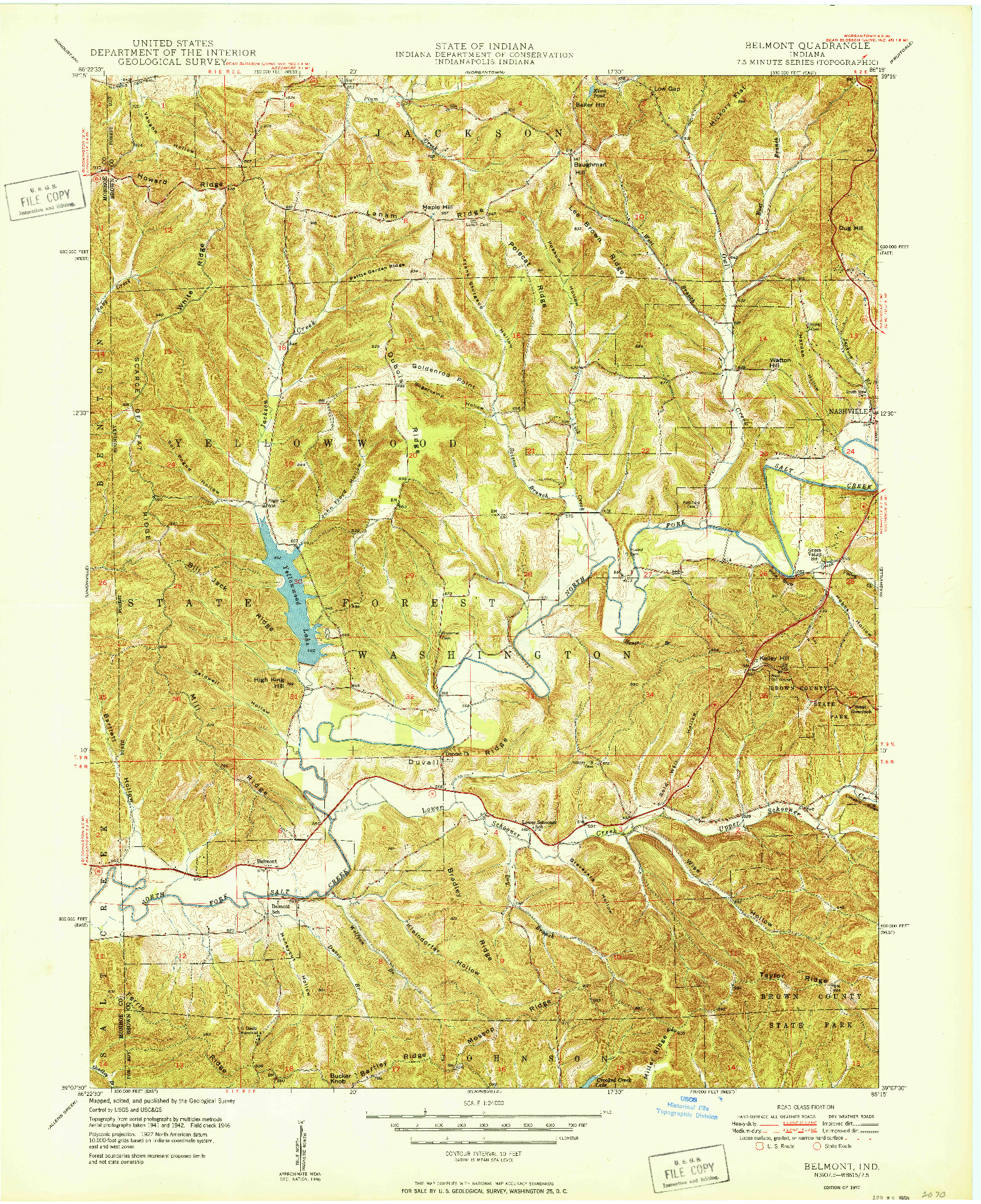 USGS 1:24000-SCALE QUADRANGLE FOR BELMONT, IN 1950