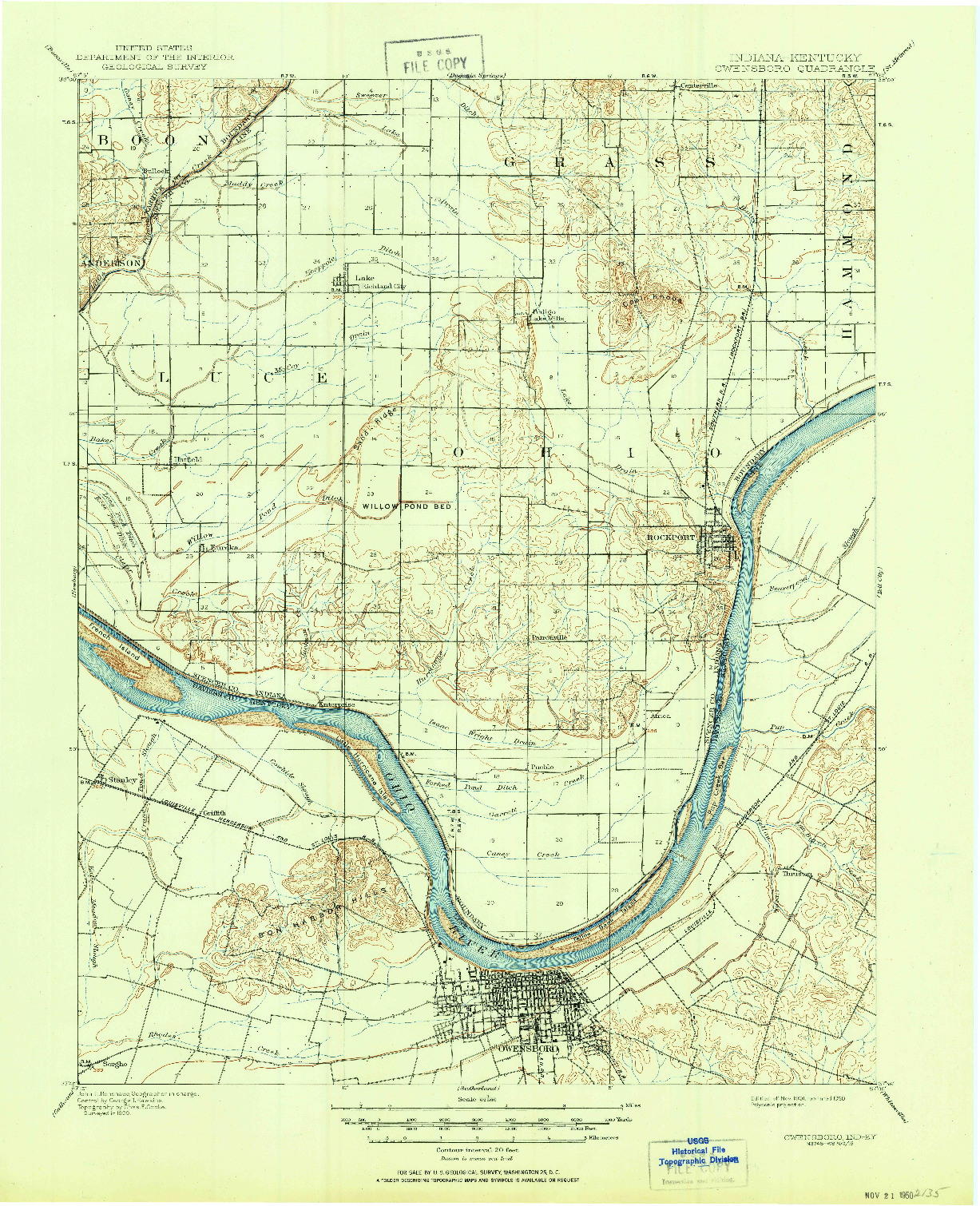 USGS 1:62500-SCALE QUADRANGLE FOR OWENSBORO, IN 1901