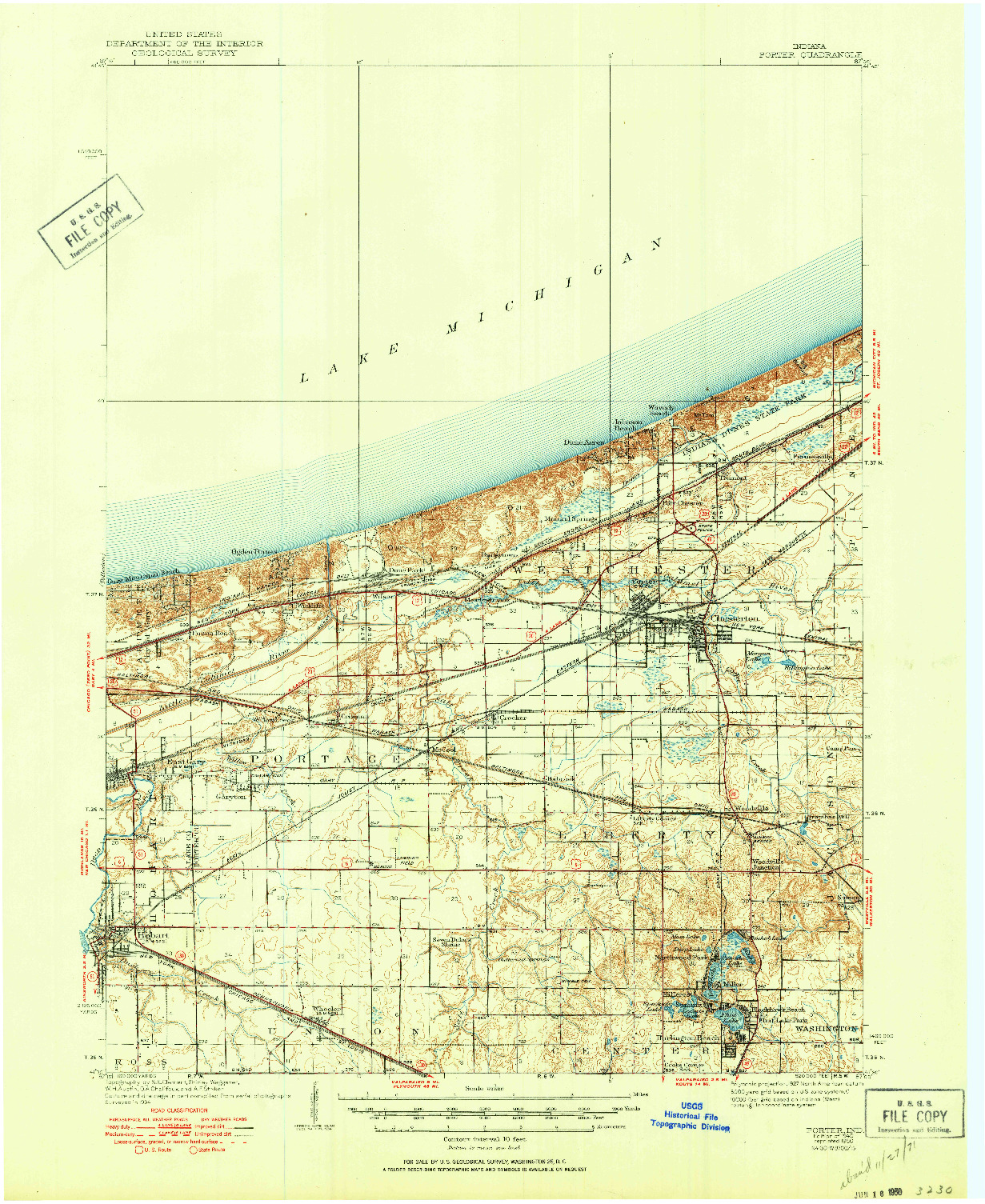 USGS 1:62500-SCALE QUADRANGLE FOR PORTER, IN 1940