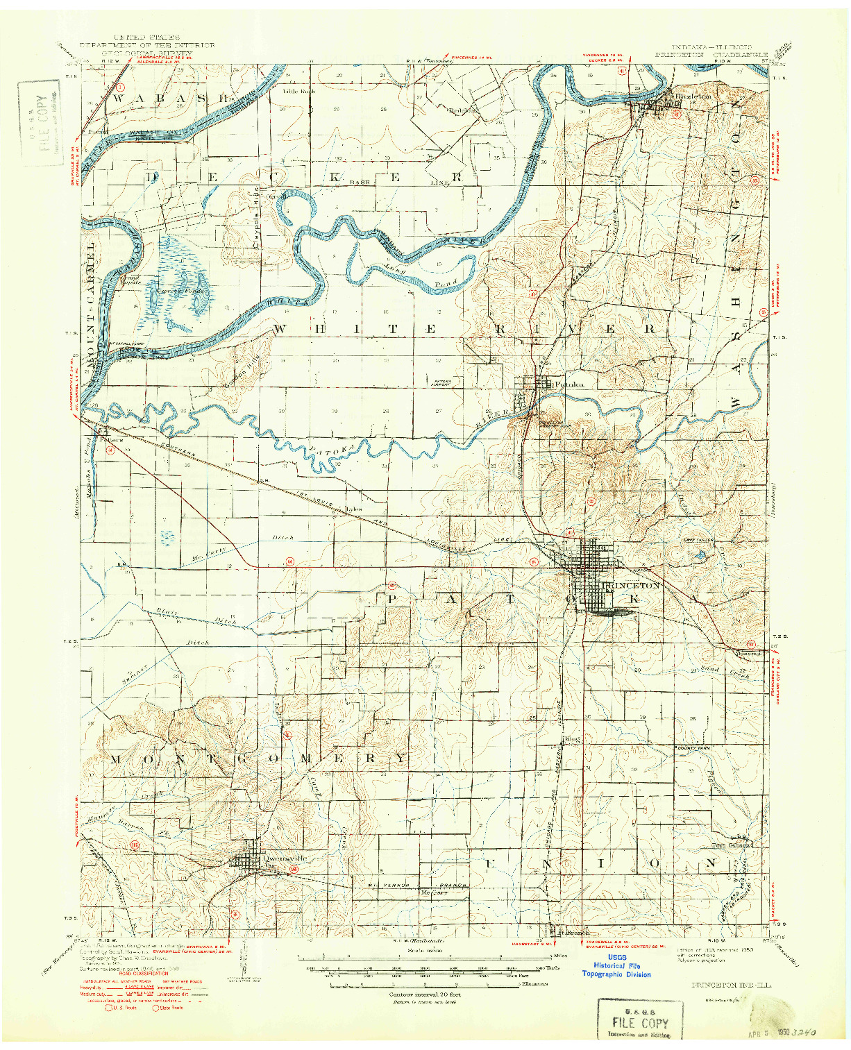 USGS 1:62500-SCALE QUADRANGLE FOR PRINCETON, IN 1903