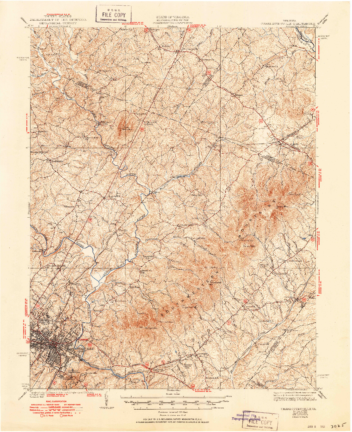 USGS 1:62500-SCALE QUADRANGLE FOR CHARLOTTESVILLE, VA 1939