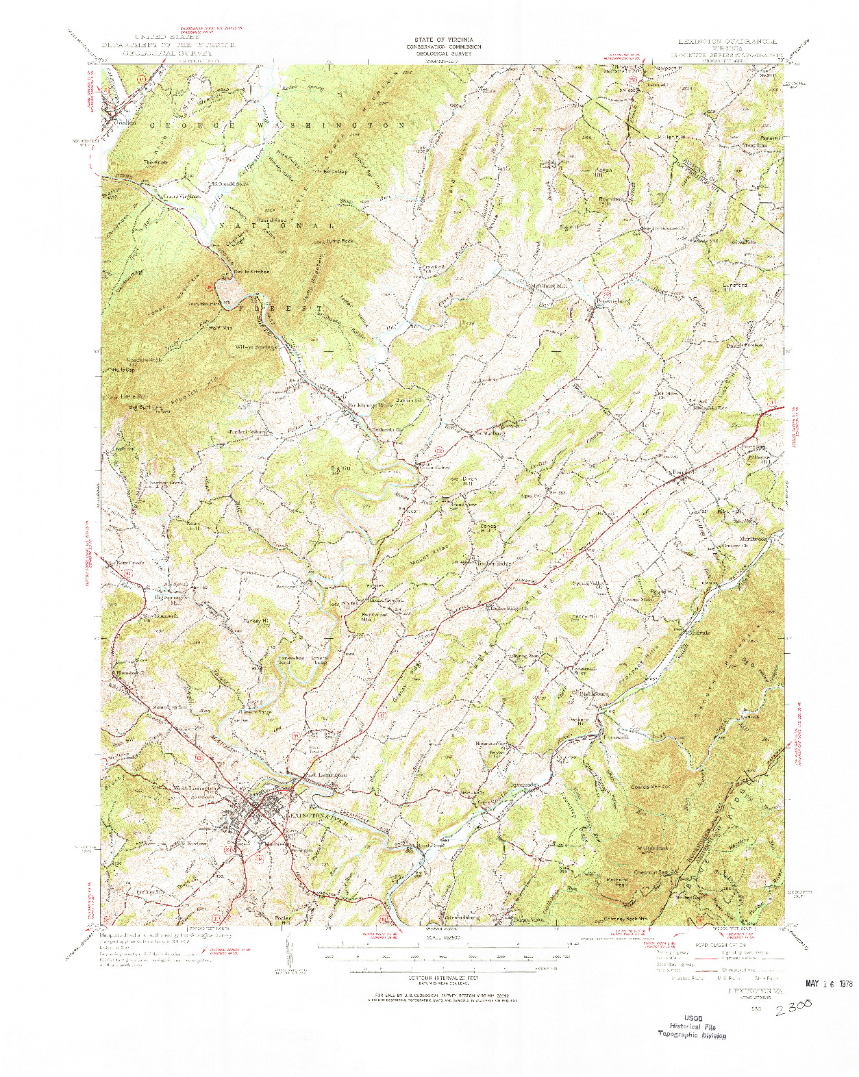 USGS 1:62500-SCALE QUADRANGLE FOR LEXINGTON, VA 1950