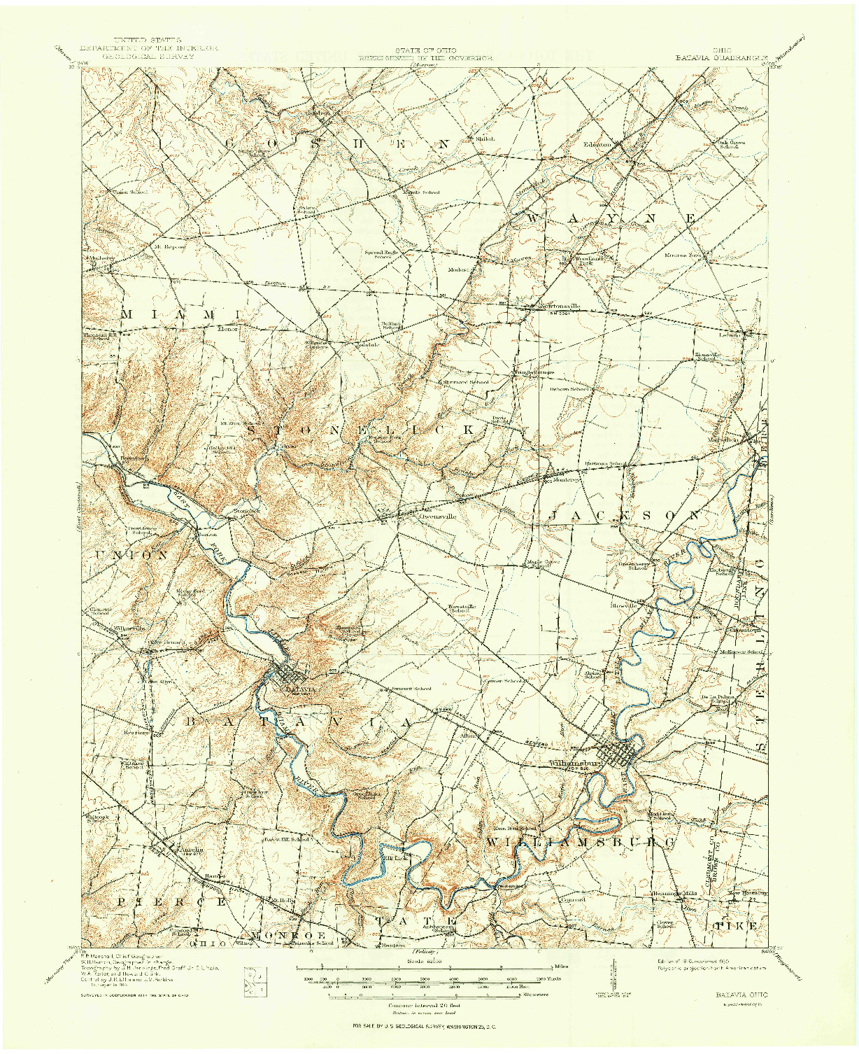 USGS 1:62500-SCALE QUADRANGLE FOR BATAVIA, OH 1916