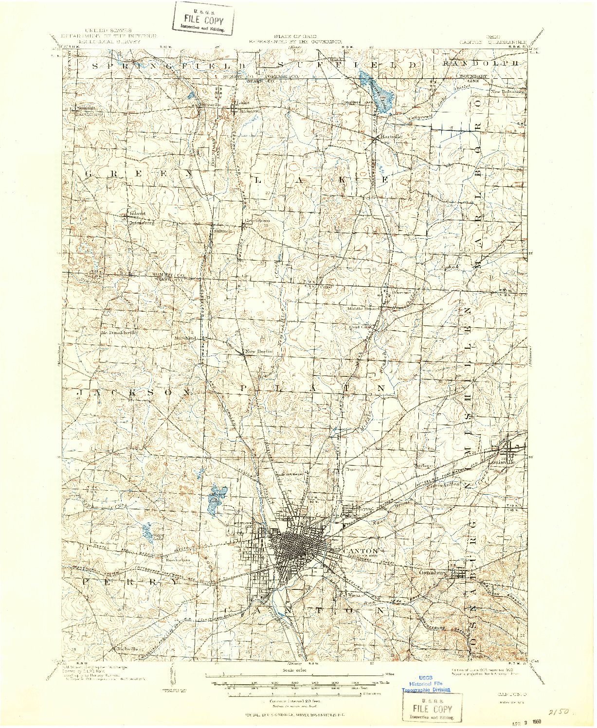 USGS 1:62500-SCALE QUADRANGLE FOR CANTON, OH 1903