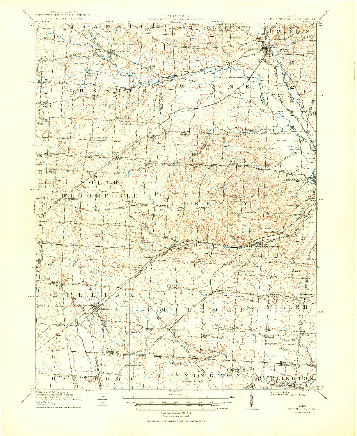 USGS 1:62500-SCALE QUADRANGLE FOR FREDERICKTOWN, OH 1915