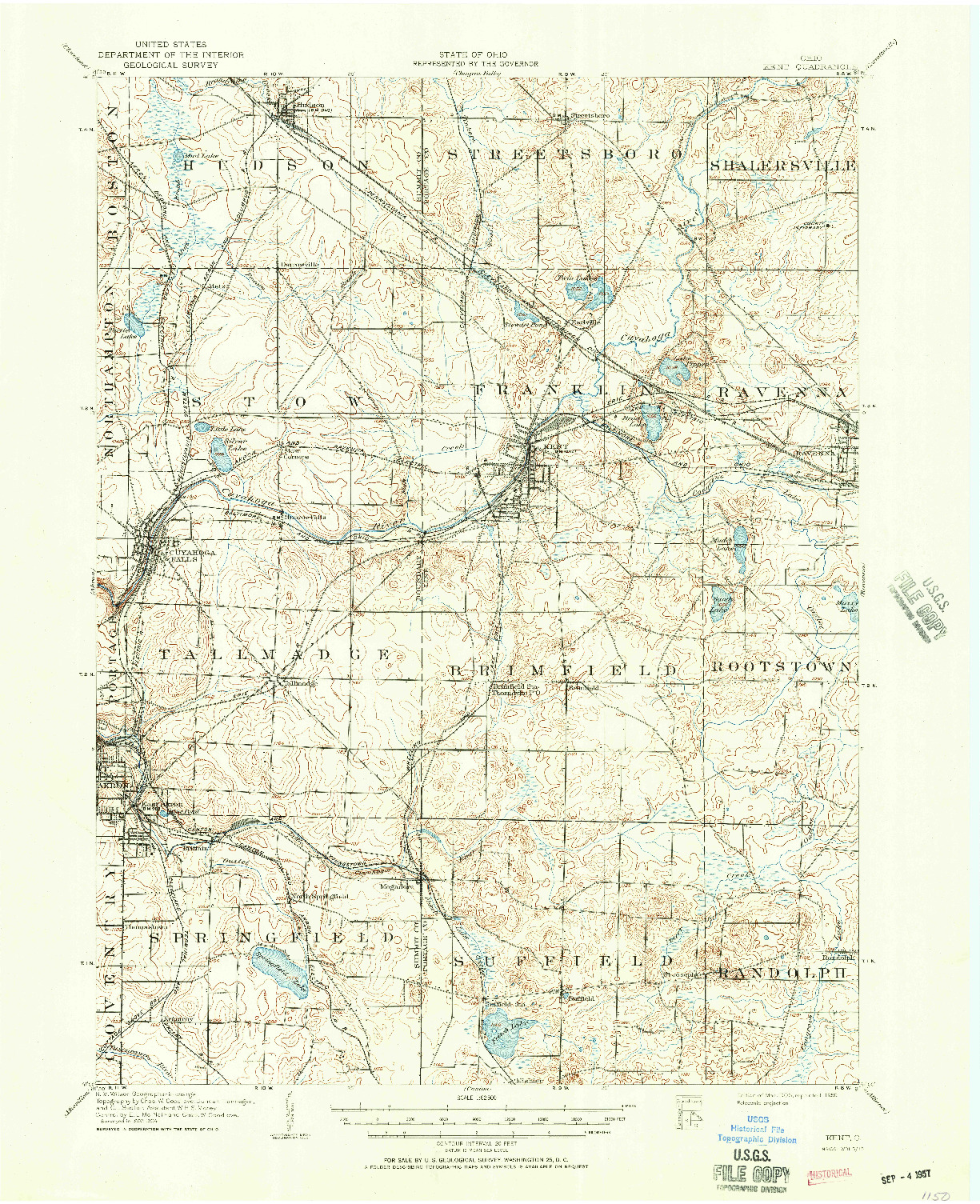 USGS 1:62500-SCALE QUADRANGLE FOR KENT, OH 1906
