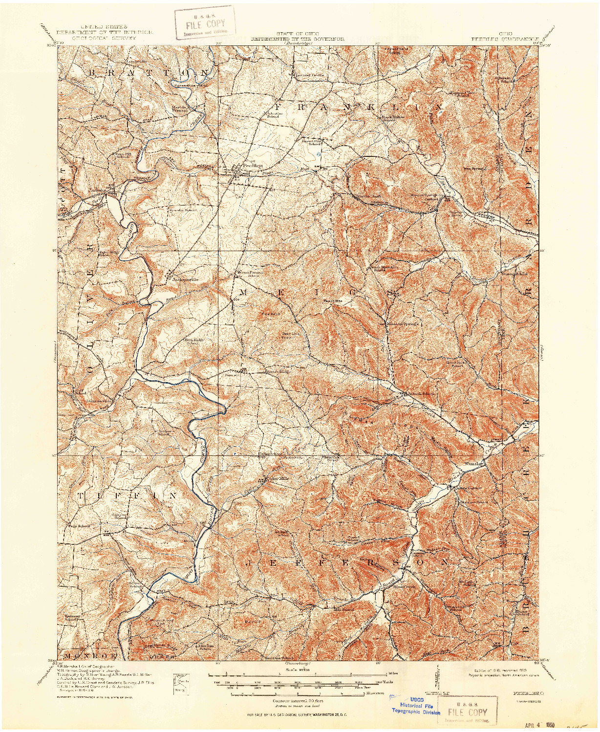USGS 1:62500-SCALE QUADRANGLE FOR PEEBLES, OH 1918