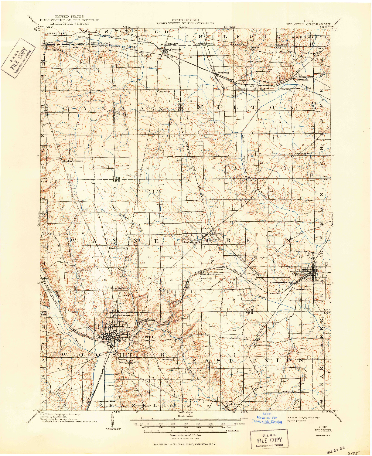 USGS 1:62500-SCALE QUADRANGLE FOR WOOSTER, OH 1903