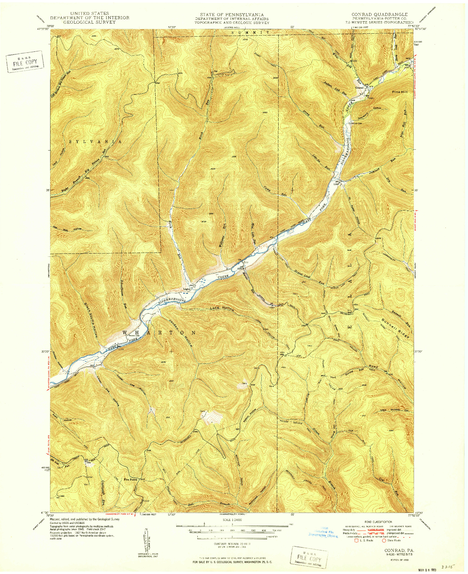 USGS 1:24000-SCALE QUADRANGLE FOR CONRAD, PA 1950