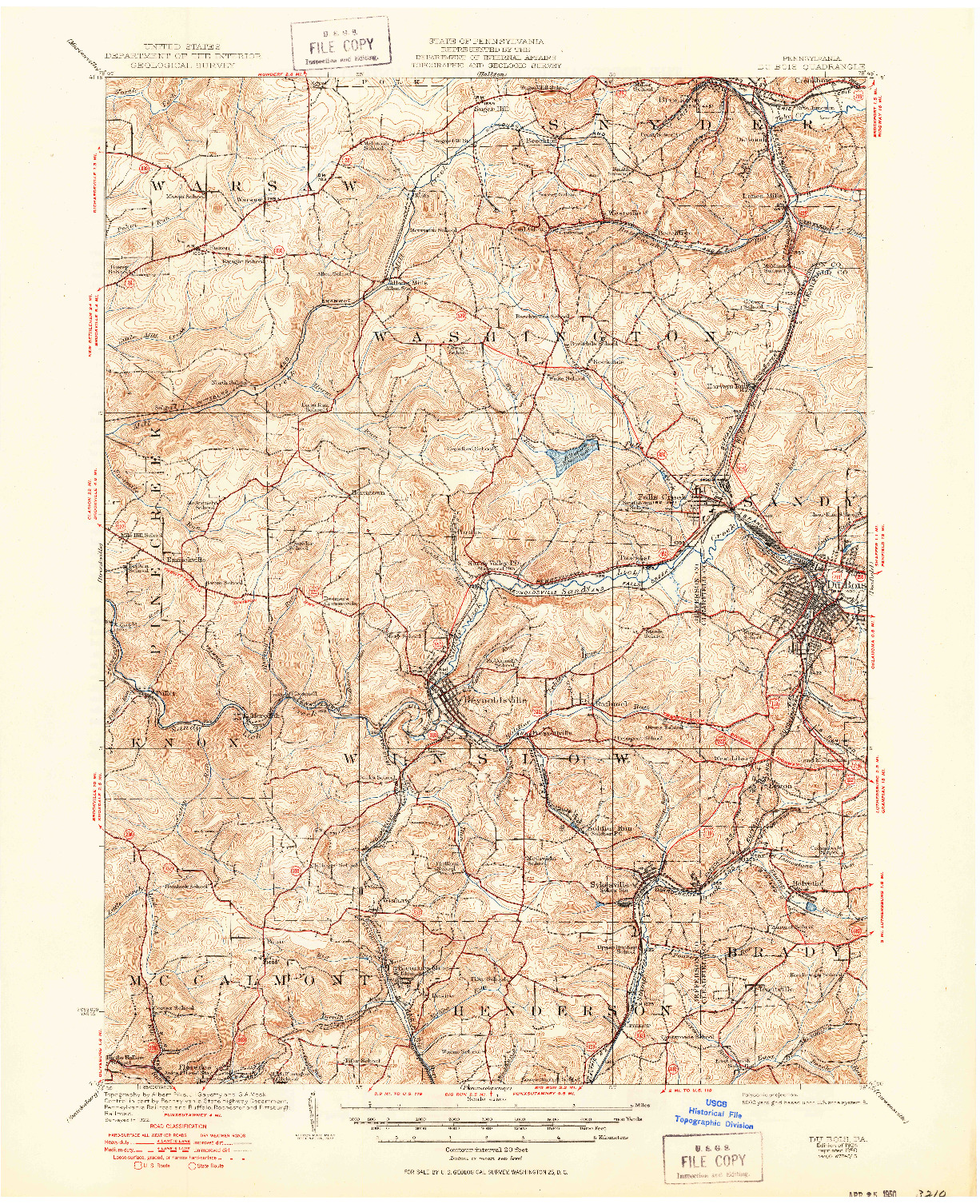 USGS 1:62500-SCALE QUADRANGLE FOR DU BOIS, PA 1924