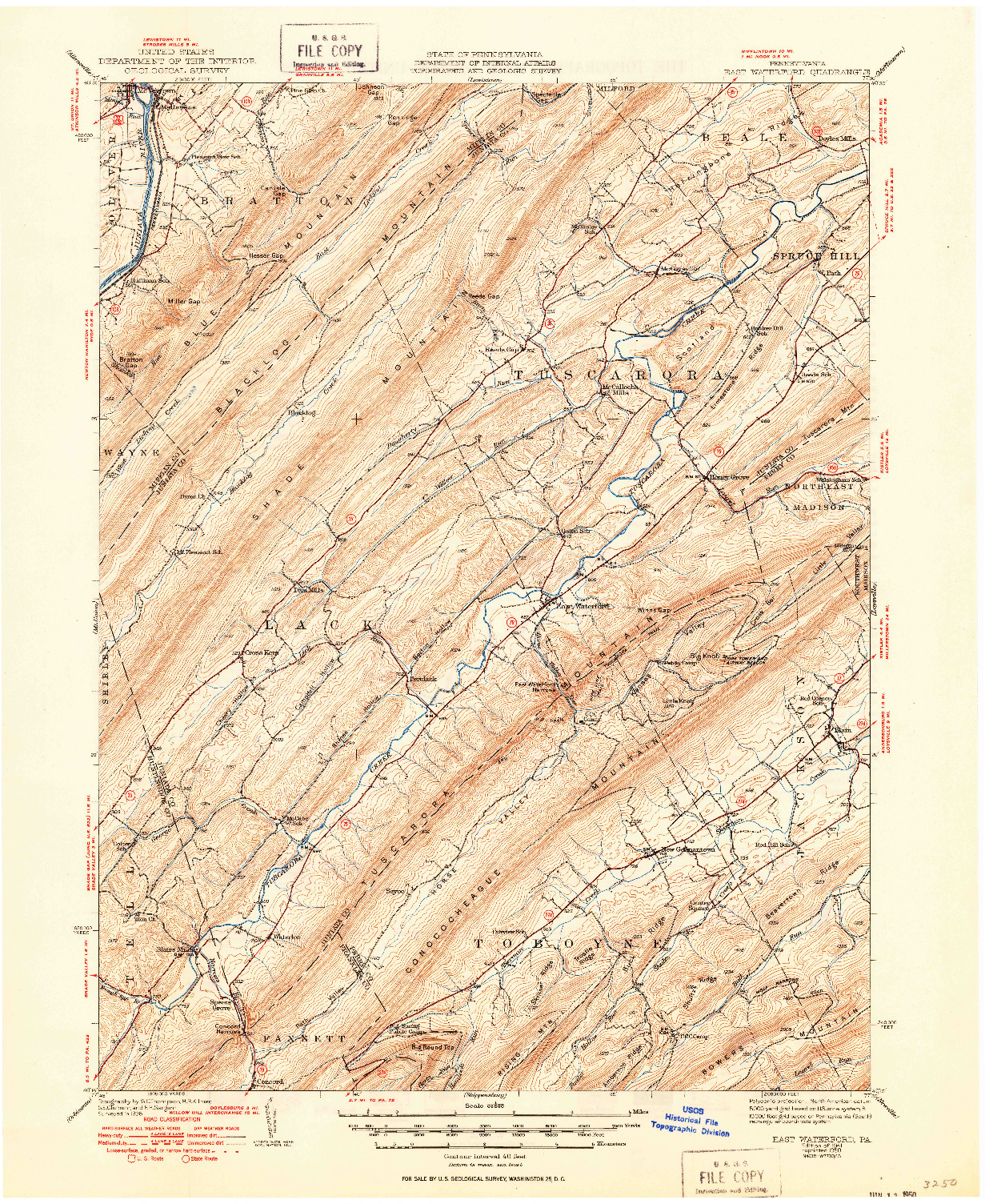 USGS 1:62500-SCALE QUADRANGLE FOR EAST WATERFORD, PA 1941