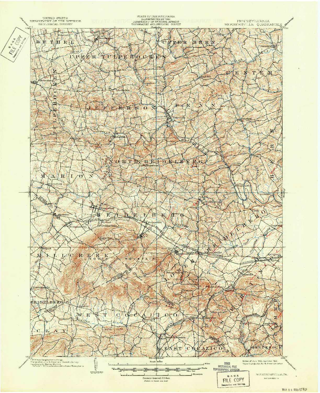 USGS 1:62500-SCALE QUADRANGLE FOR WERNERSVILLE, PA 1902