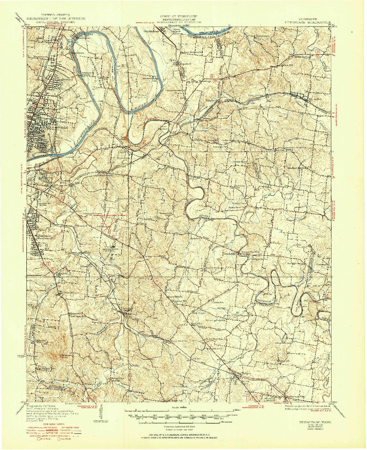 USGS 1:62500-SCALE QUADRANGLE FOR HERMITAGE, TN 1932