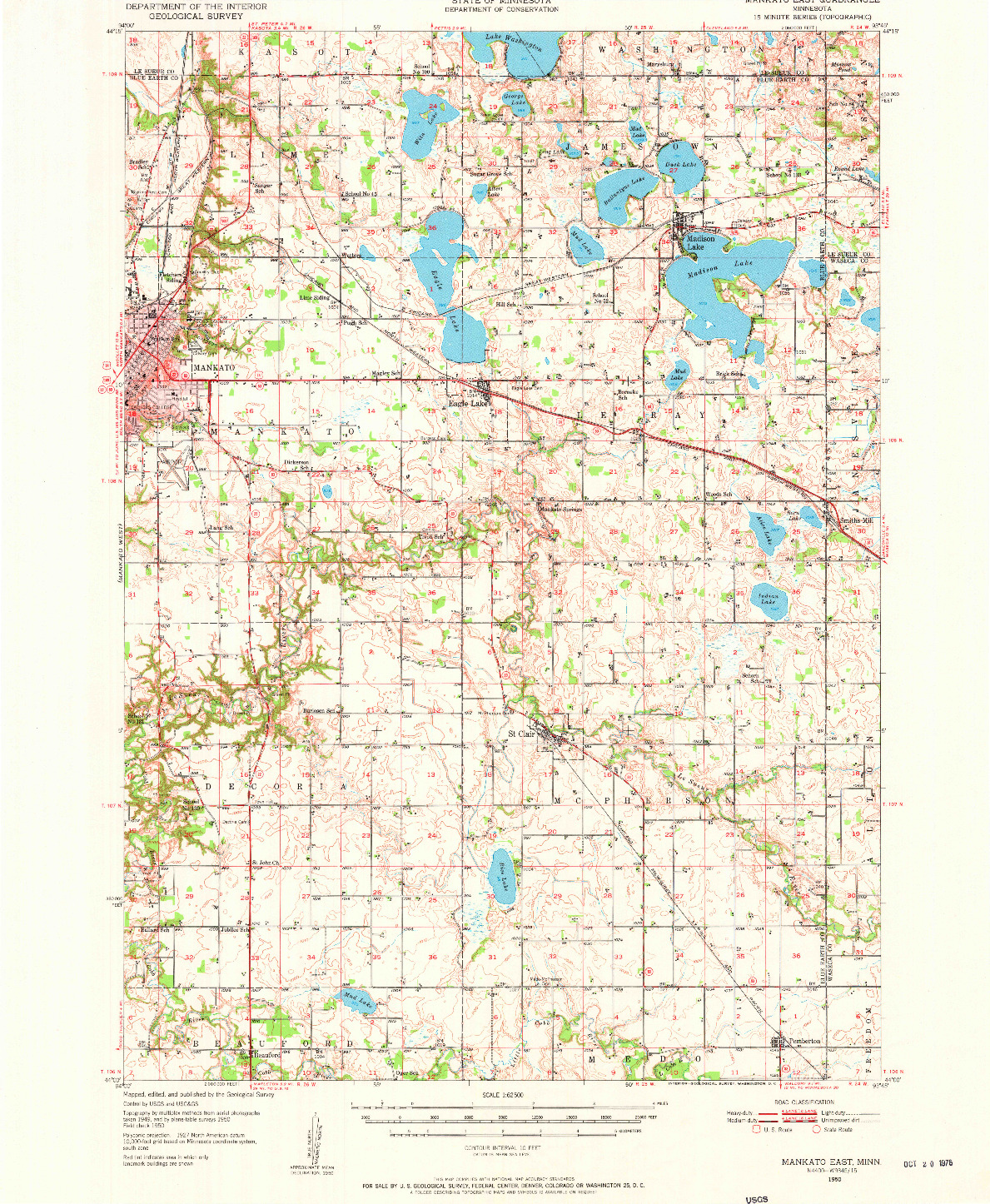 USGS 1:62500-SCALE QUADRANGLE FOR MANKATO EAST, MN 1950