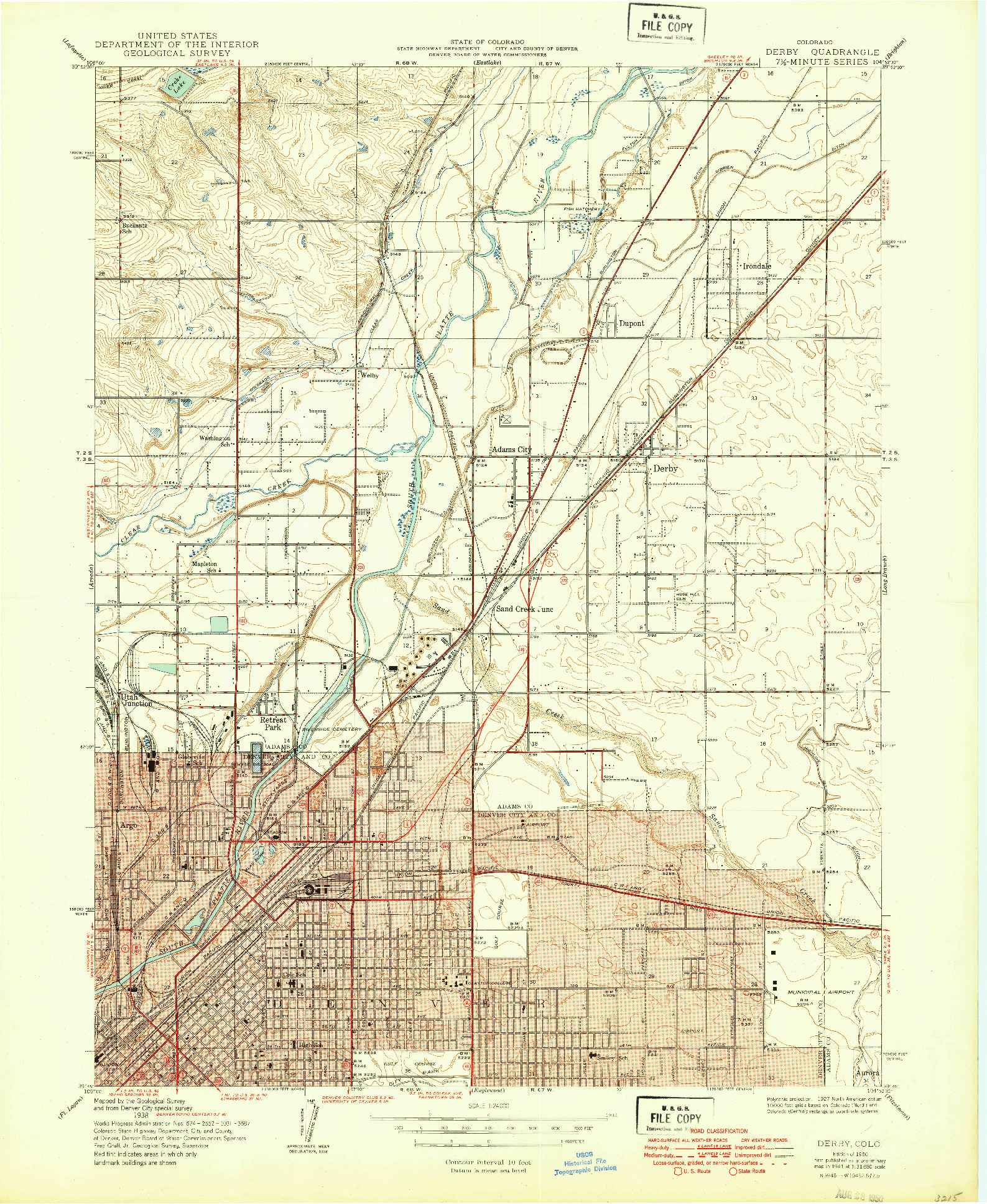 USGS 1:24000-SCALE QUADRANGLE FOR DERBY, CO 1950