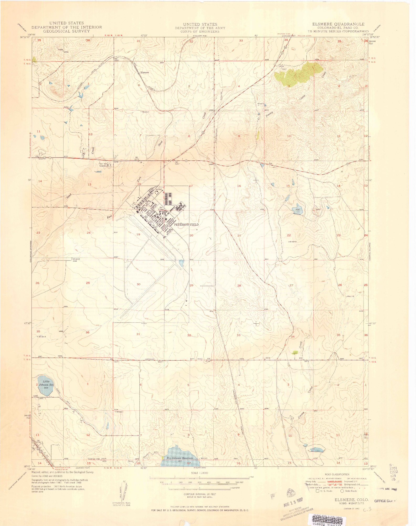 USGS 1:24000-SCALE QUADRANGLE FOR ELSMERE, CO 1950