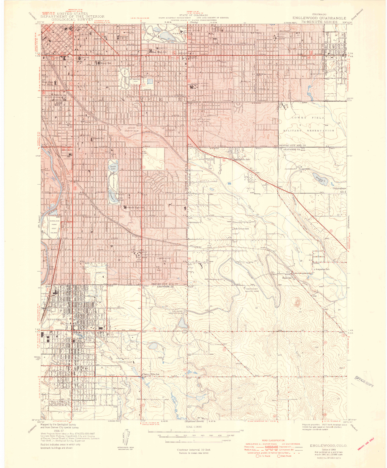USGS 1:24000-SCALE QUADRANGLE FOR ENGLEWOOD, CO 1950