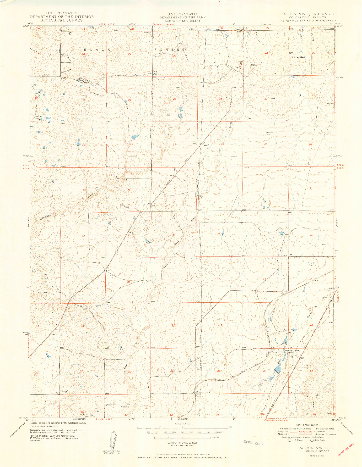 USGS 1:24000-SCALE QUADRANGLE FOR FALCON NW, CO 1950