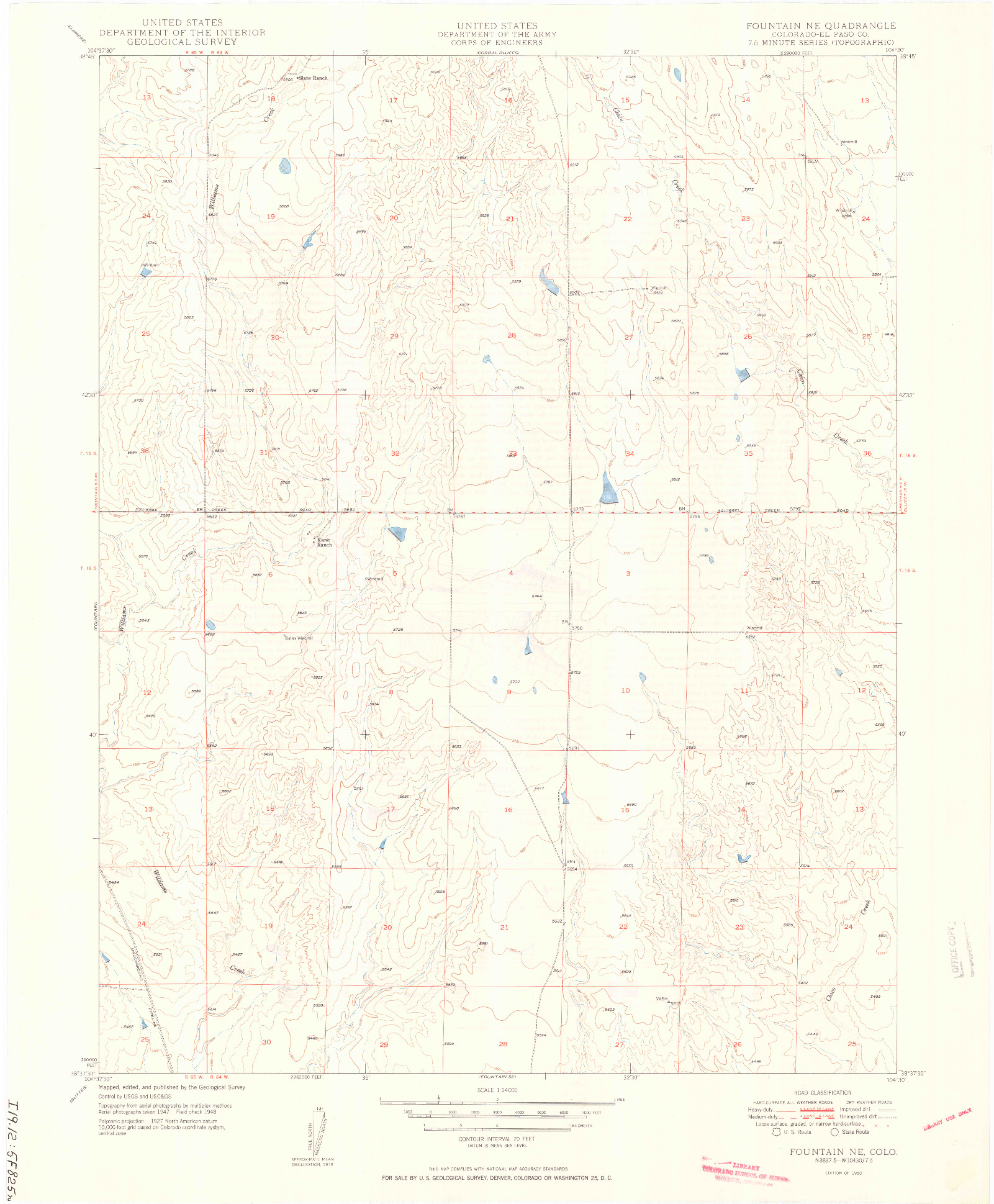 USGS 1:24000-SCALE QUADRANGLE FOR FOUNTAIN NE, CO 1950