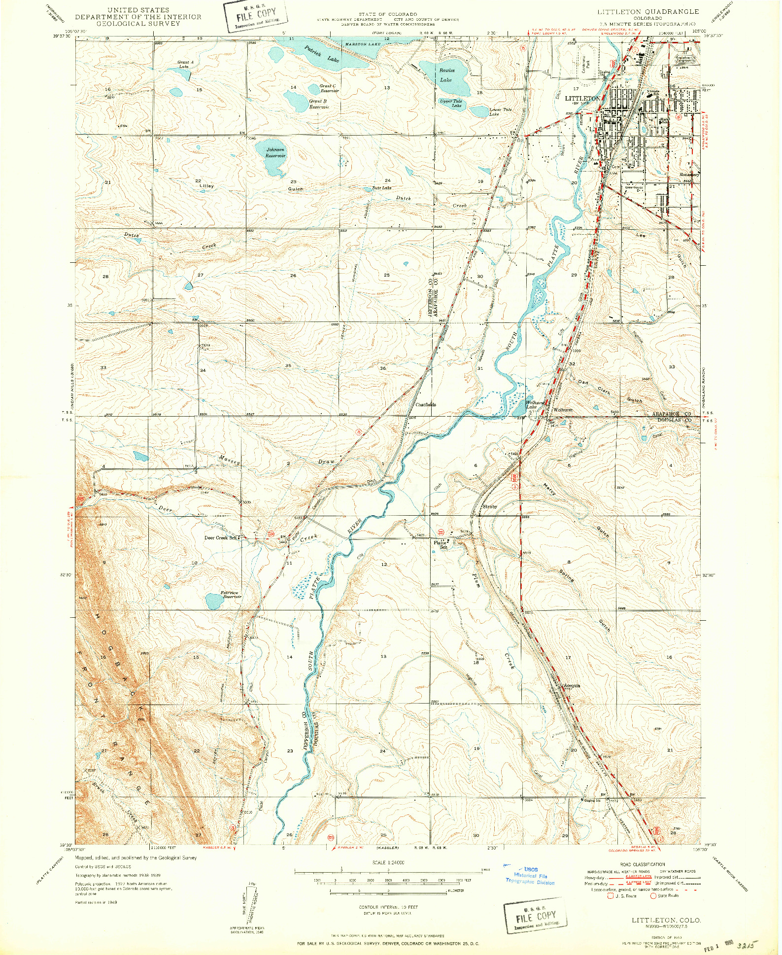 USGS 1:24000-SCALE QUADRANGLE FOR LITTLETON, CO 1942
