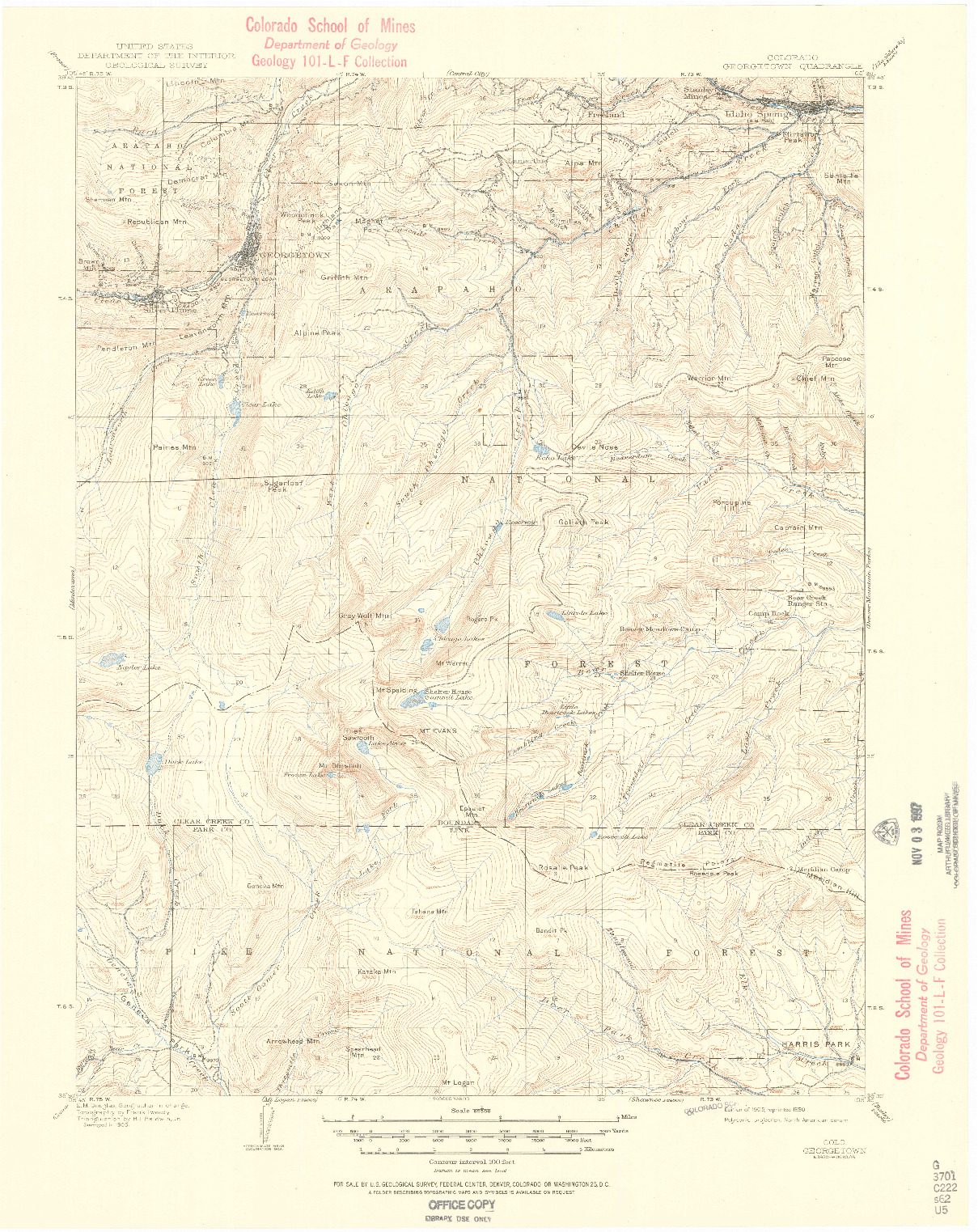 USGS 1:62500-SCALE QUADRANGLE FOR GEORGETOWN, CO 1905