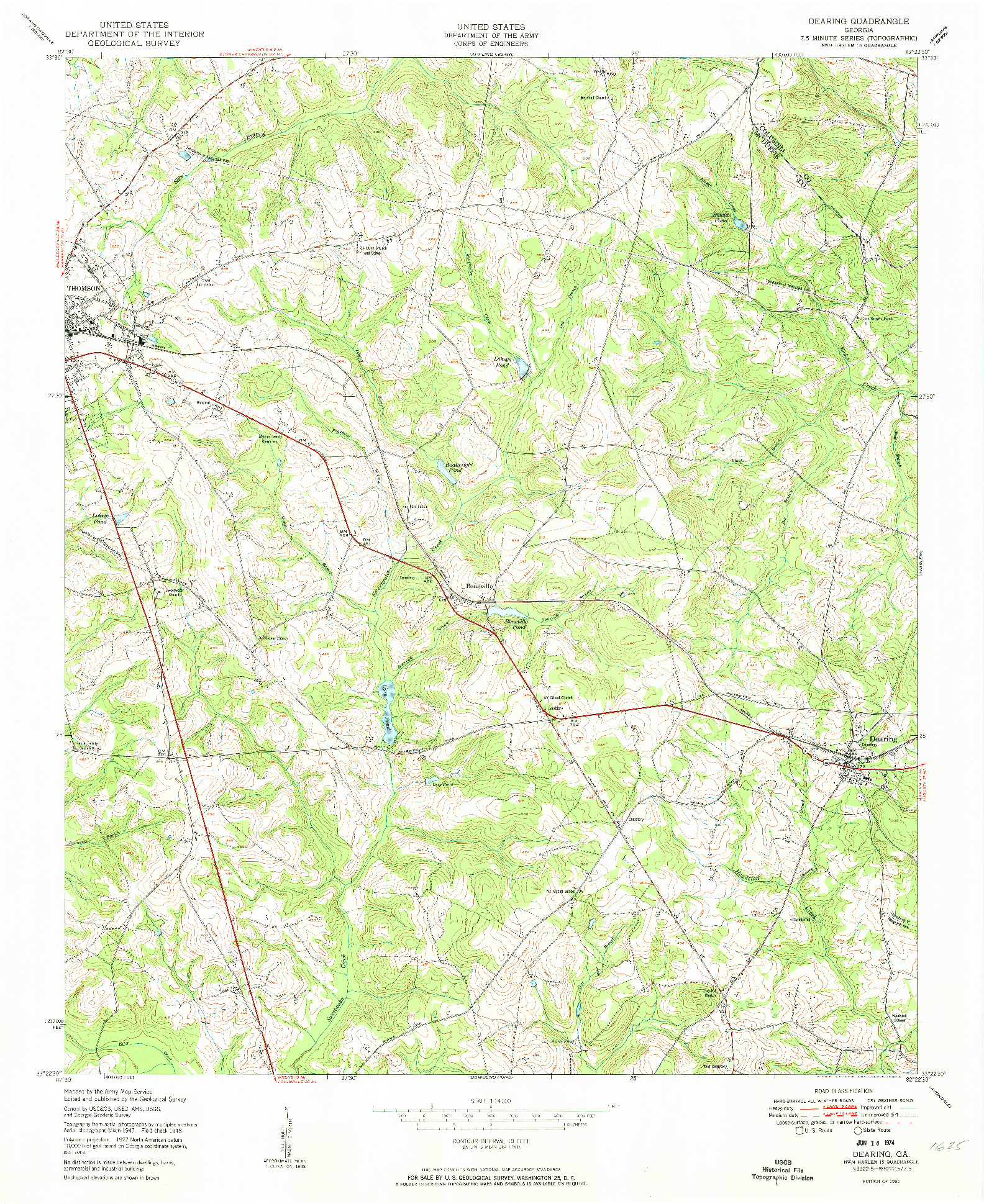 USGS 1:24000-SCALE QUADRANGLE FOR DEARING, GA 1950