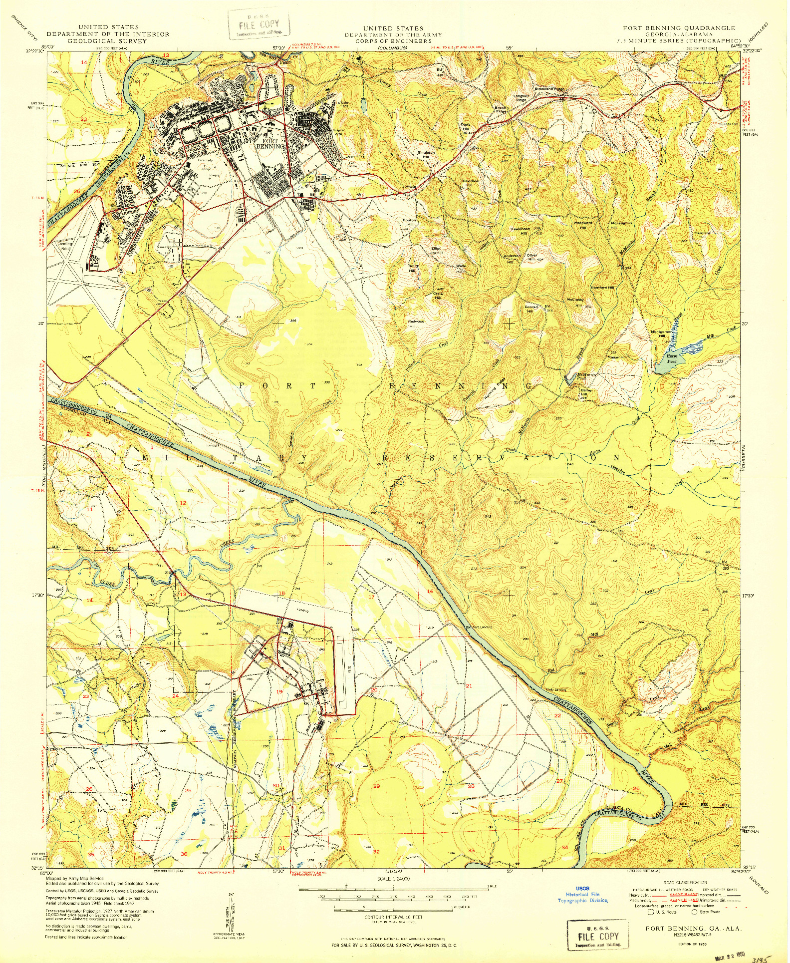 USGS 1:24000-SCALE QUADRANGLE FOR FORT BENNING, GA 1950