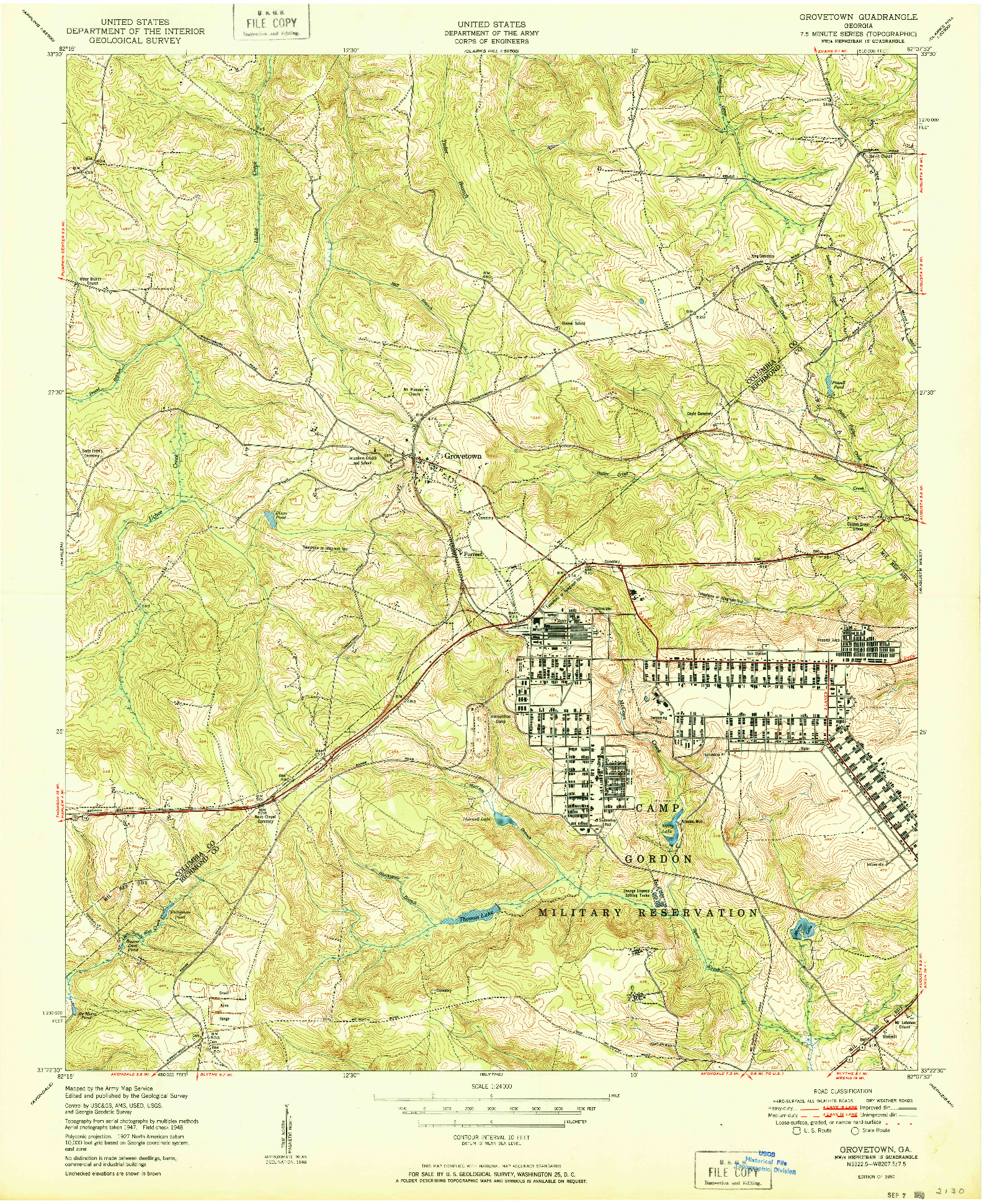 USGS 1:24000-SCALE QUADRANGLE FOR GROVETOWN, GA 1950