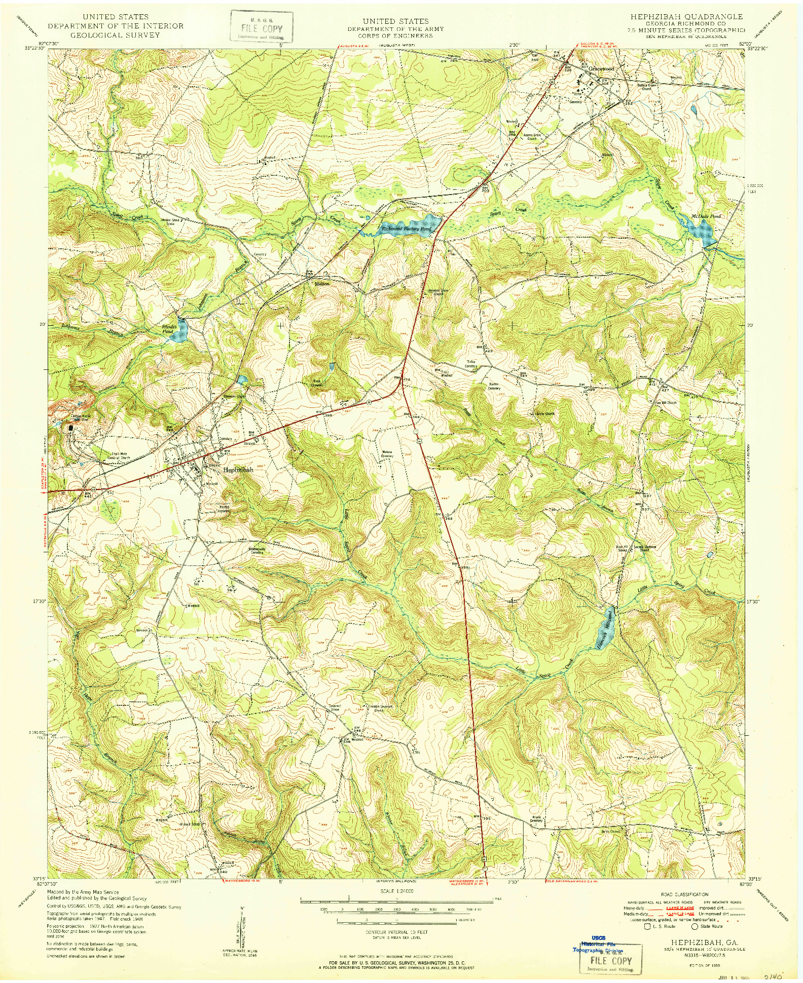USGS 1:24000-SCALE QUADRANGLE FOR HEPHZIBAH, GA 1950