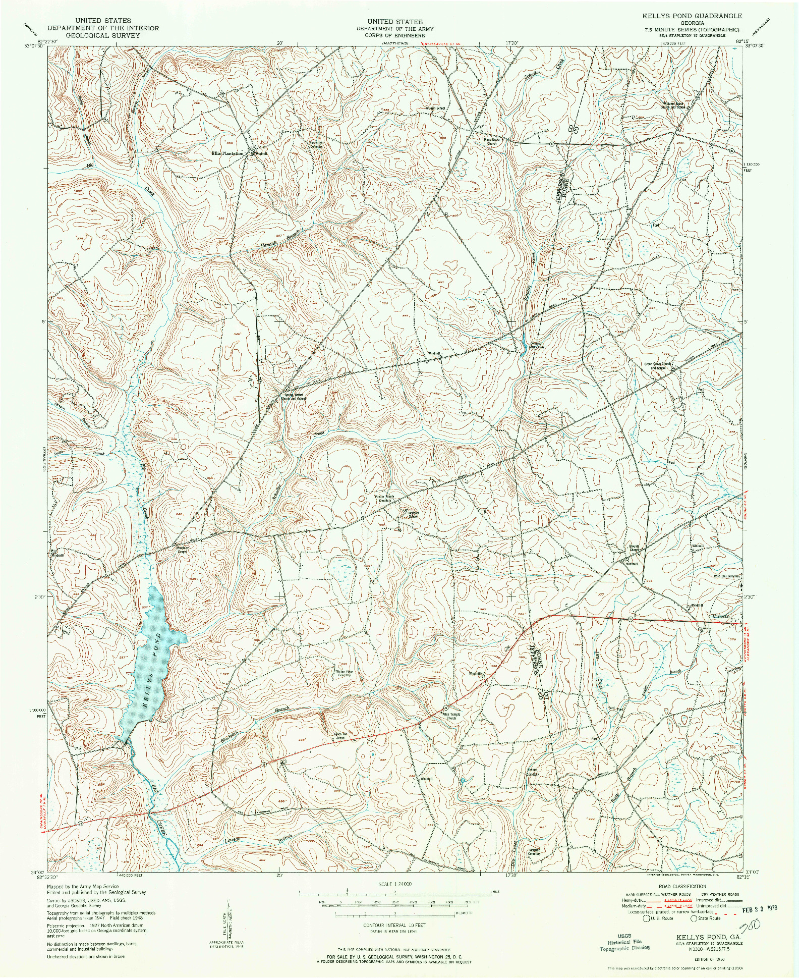 USGS 1:24000-SCALE QUADRANGLE FOR KELLYS POND, GA 1950