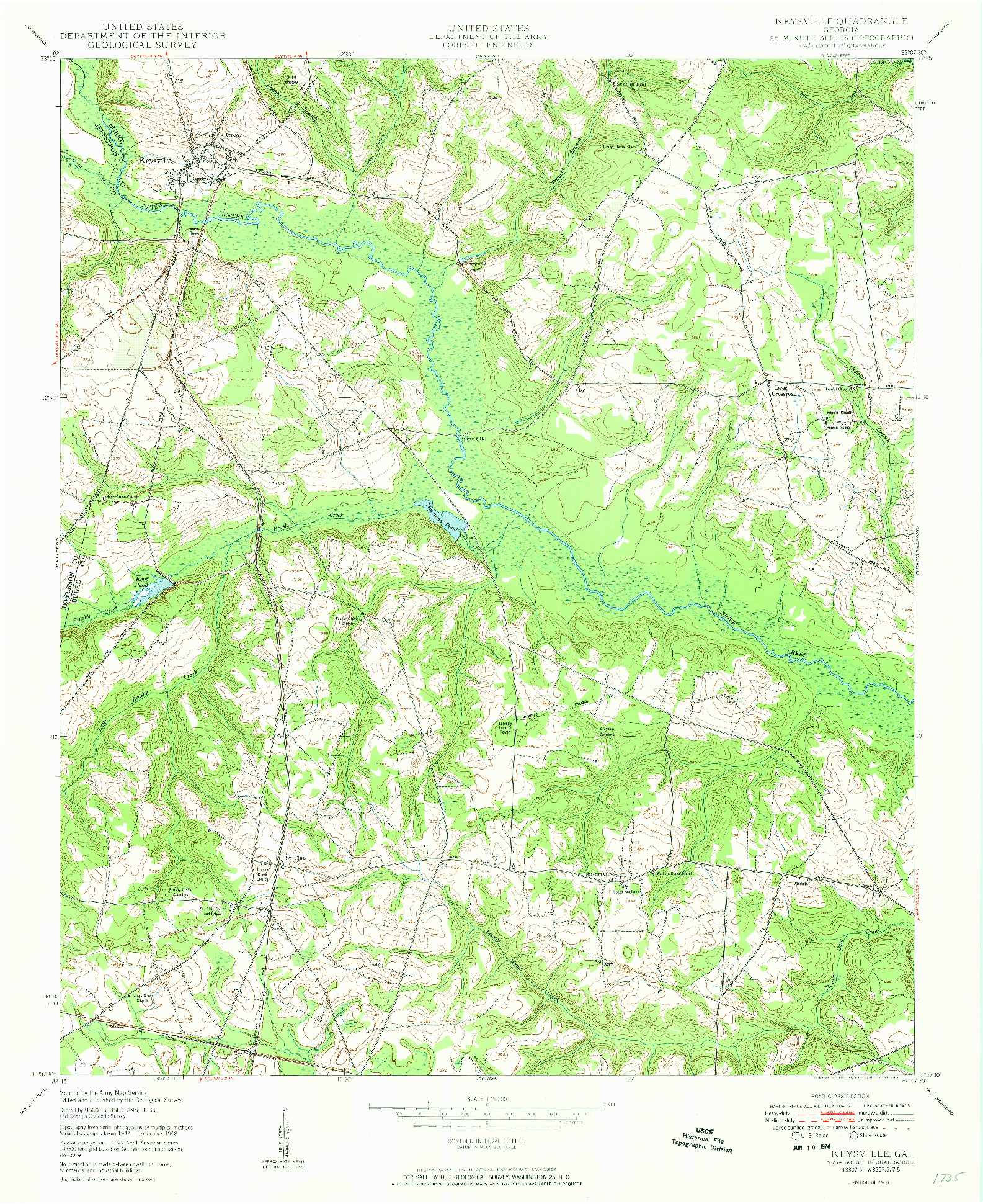 USGS 1:24000-SCALE QUADRANGLE FOR KEYSVILLE, GA 1950