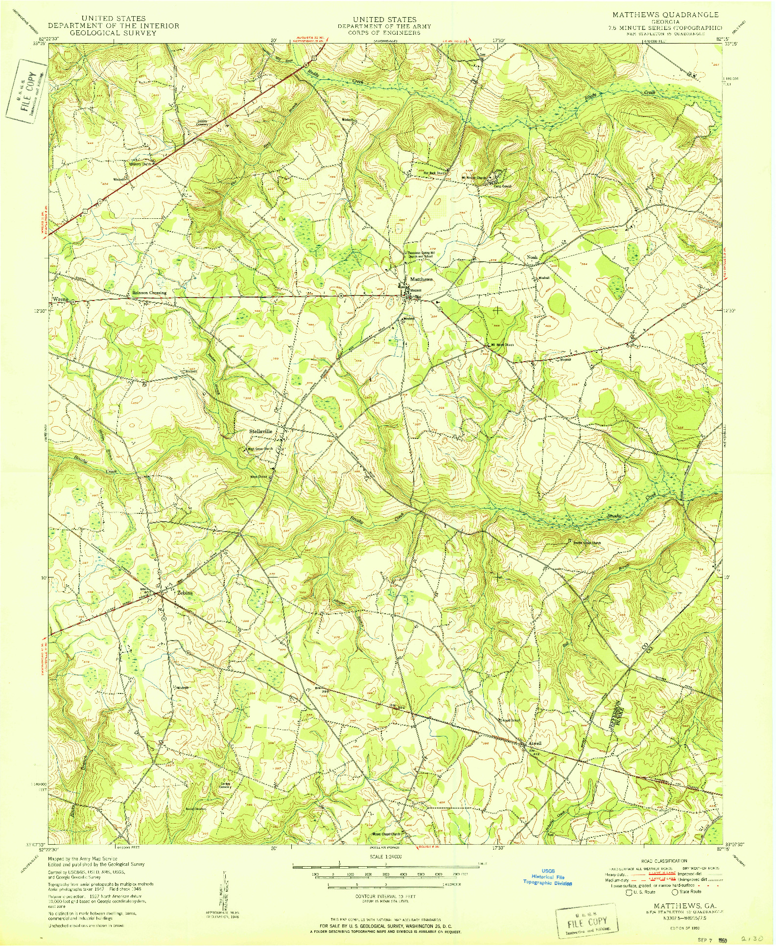 USGS 1:24000-SCALE QUADRANGLE FOR MATTHEWS, GA 1950