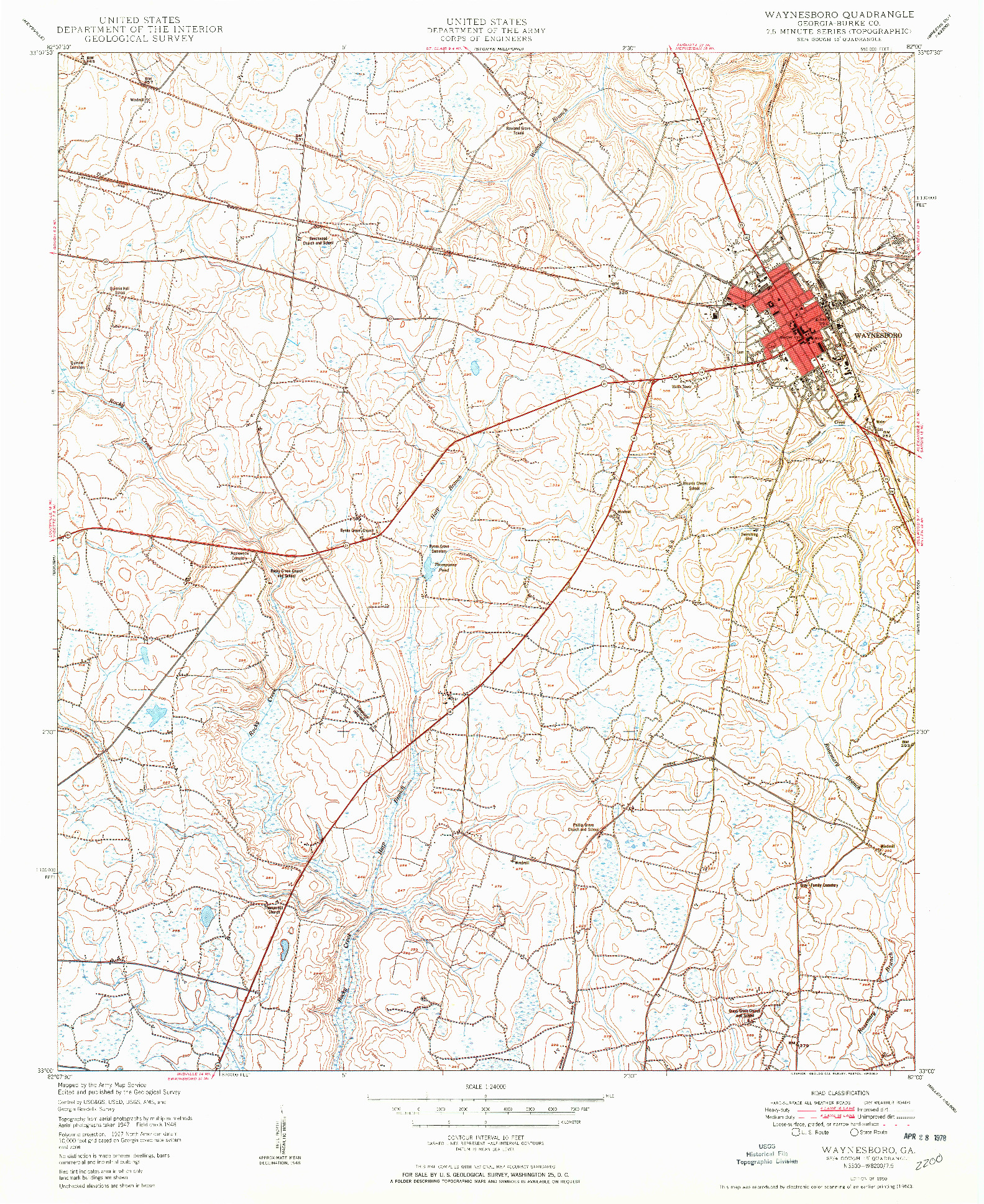 USGS 1:24000-SCALE QUADRANGLE FOR WANYESBORO, GA 1950