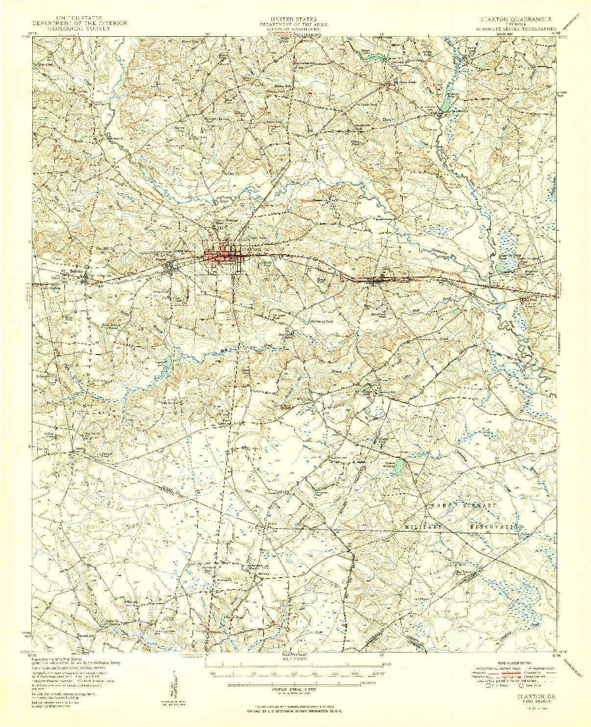 USGS 1:62500-SCALE QUADRANGLE FOR CLAXTON, GA 1950