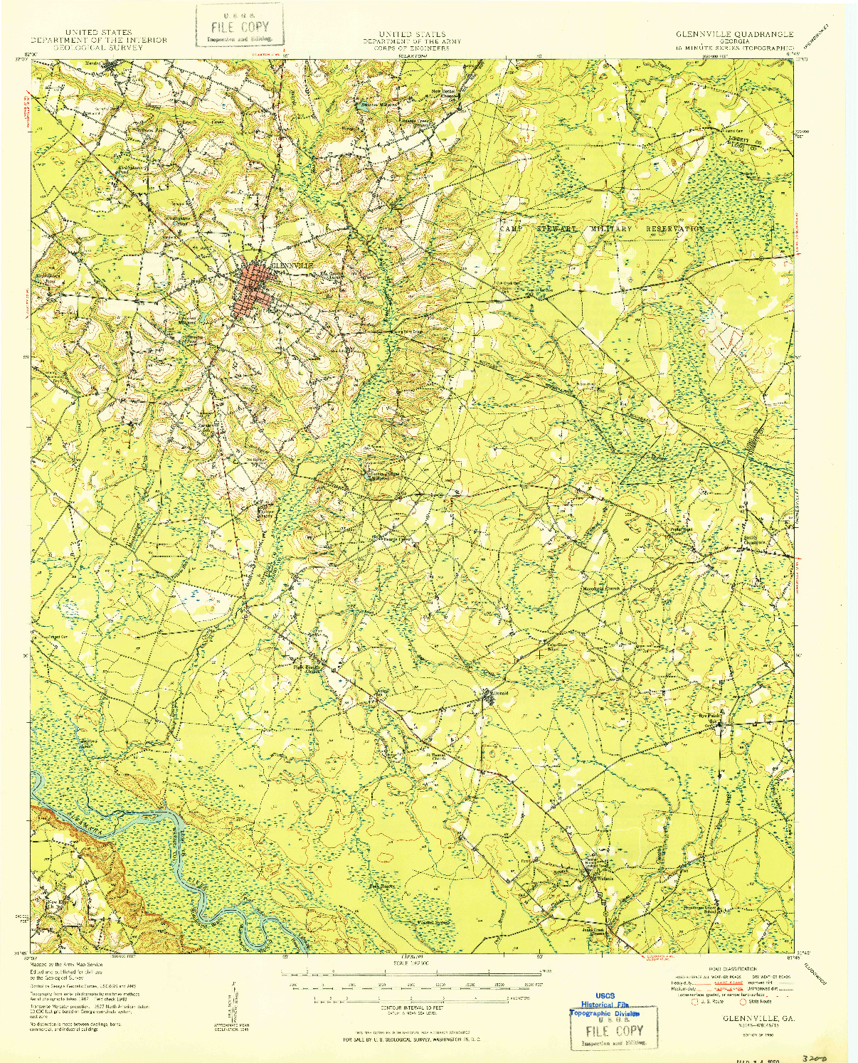 USGS 1:62500-SCALE QUADRANGLE FOR GLENNVILLE, GA 1950