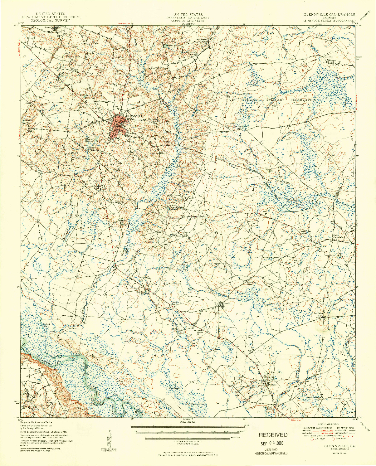 USGS 1:62500-SCALE QUADRANGLE FOR GLENNVILLE, GA 1950