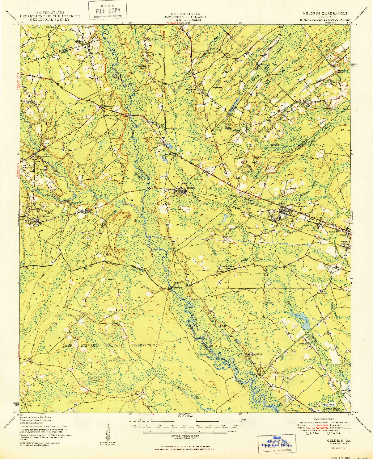 USGS 1:62500-SCALE QUADRANGLE FOR MELDRIM, GA 1950