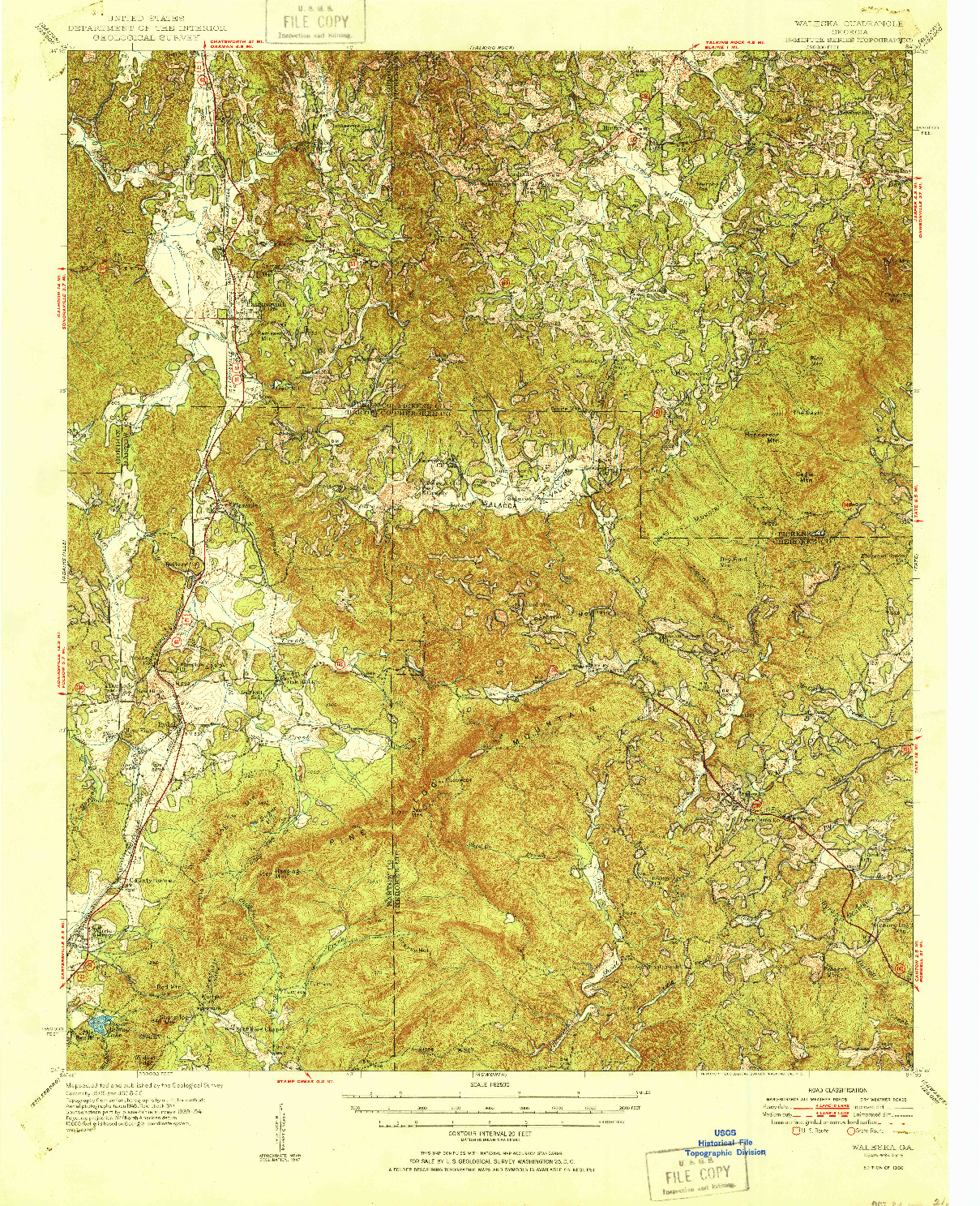 USGS 1:62500-SCALE QUADRANGLE FOR WALESKA, GA 1950