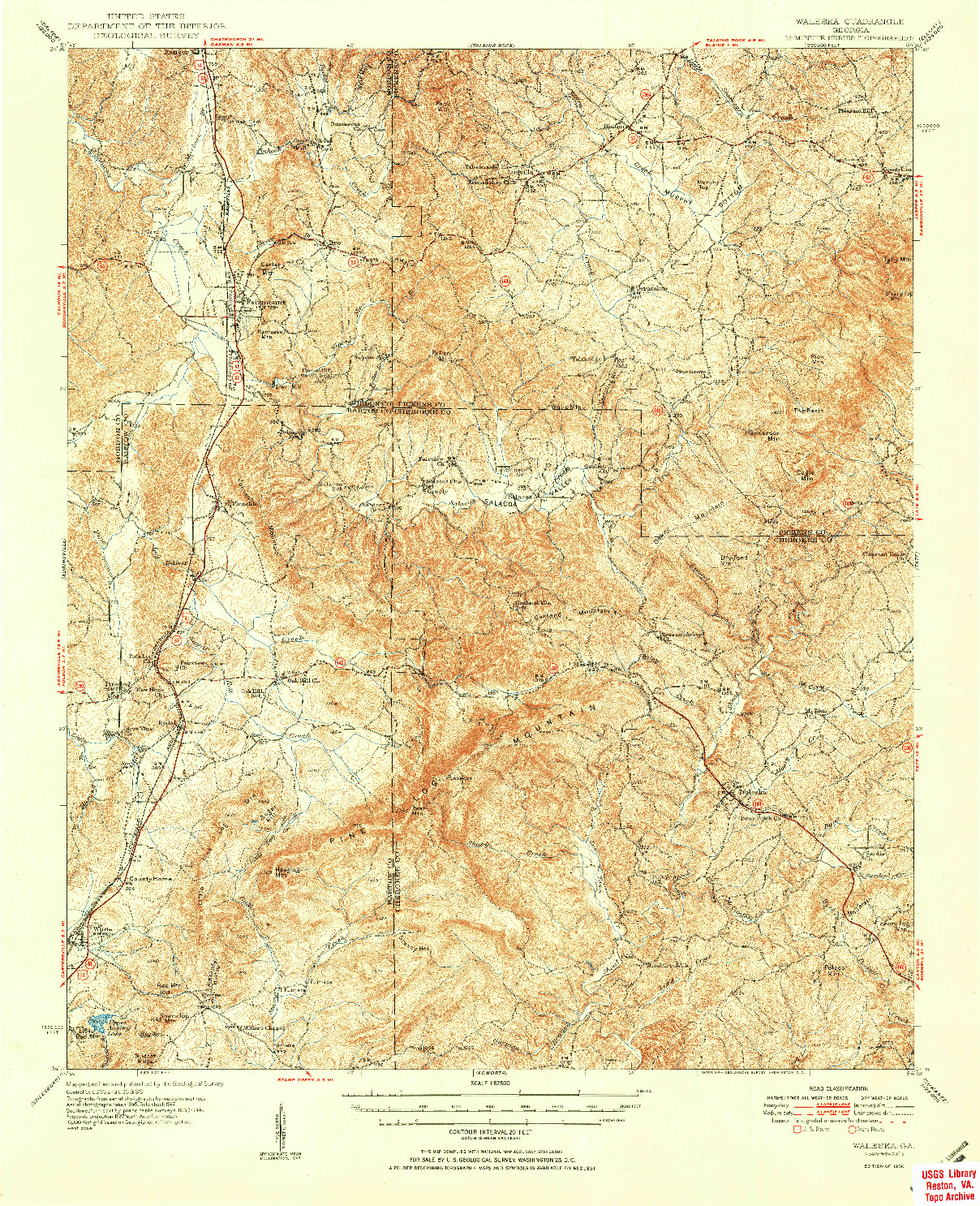 USGS 1:62500-SCALE QUADRANGLE FOR WALESKA, GA 1950