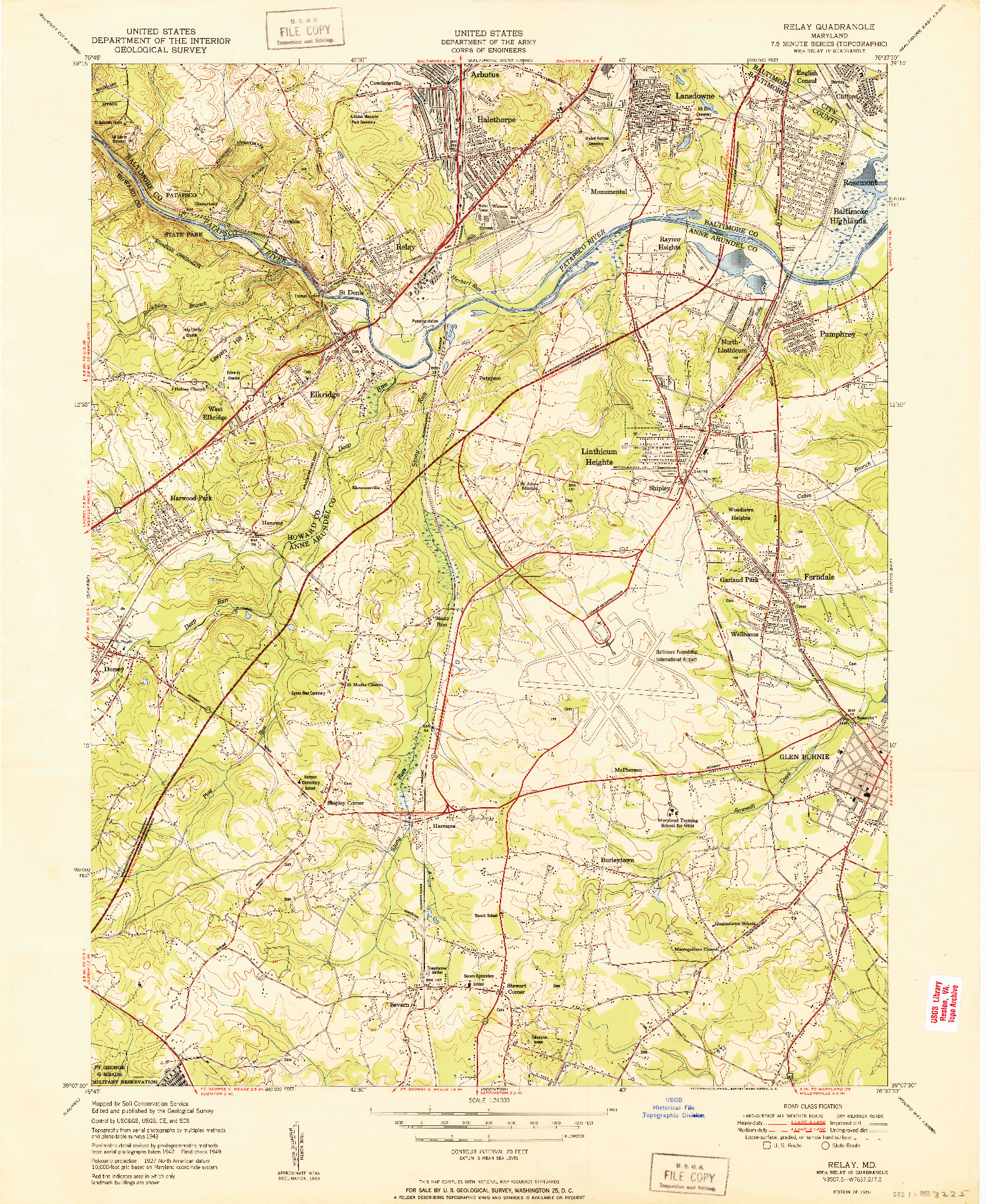 USGS 1:24000-SCALE QUADRANGLE FOR RELAY, MD 1950