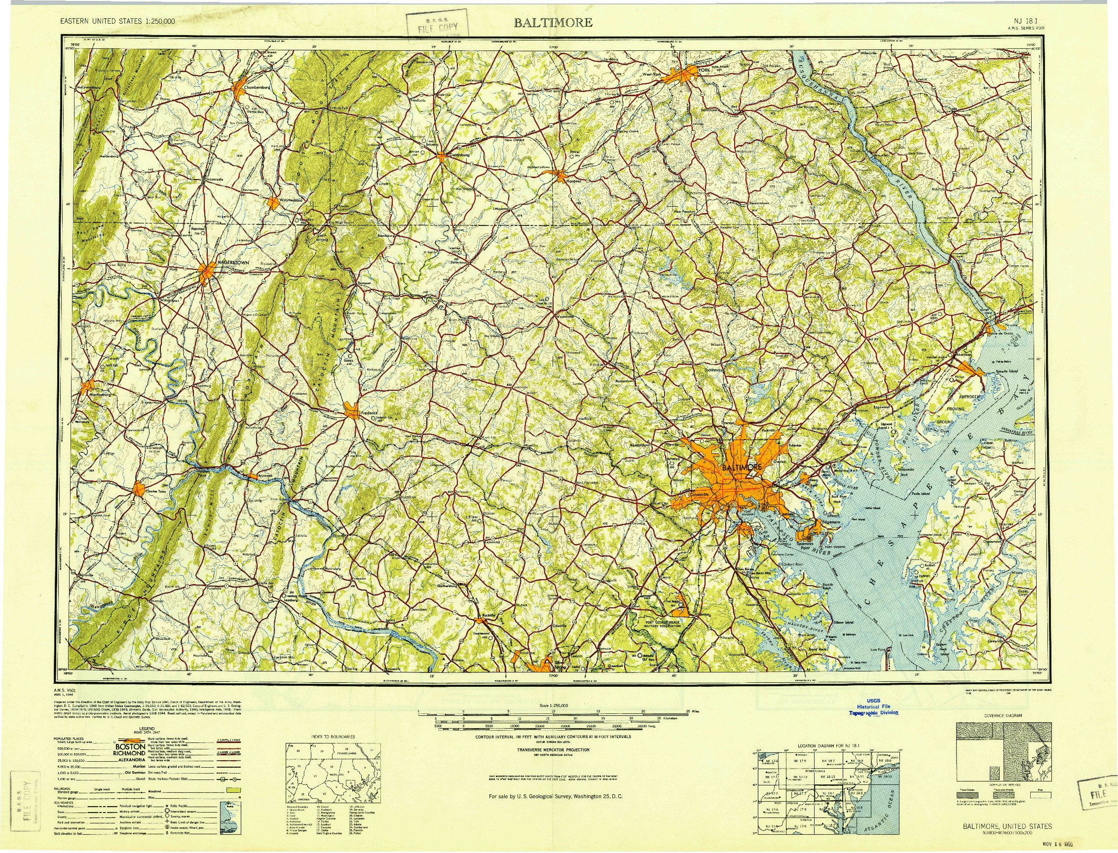 USGS 1:250000-SCALE QUADRANGLE FOR BALTIMORE, MD 1948