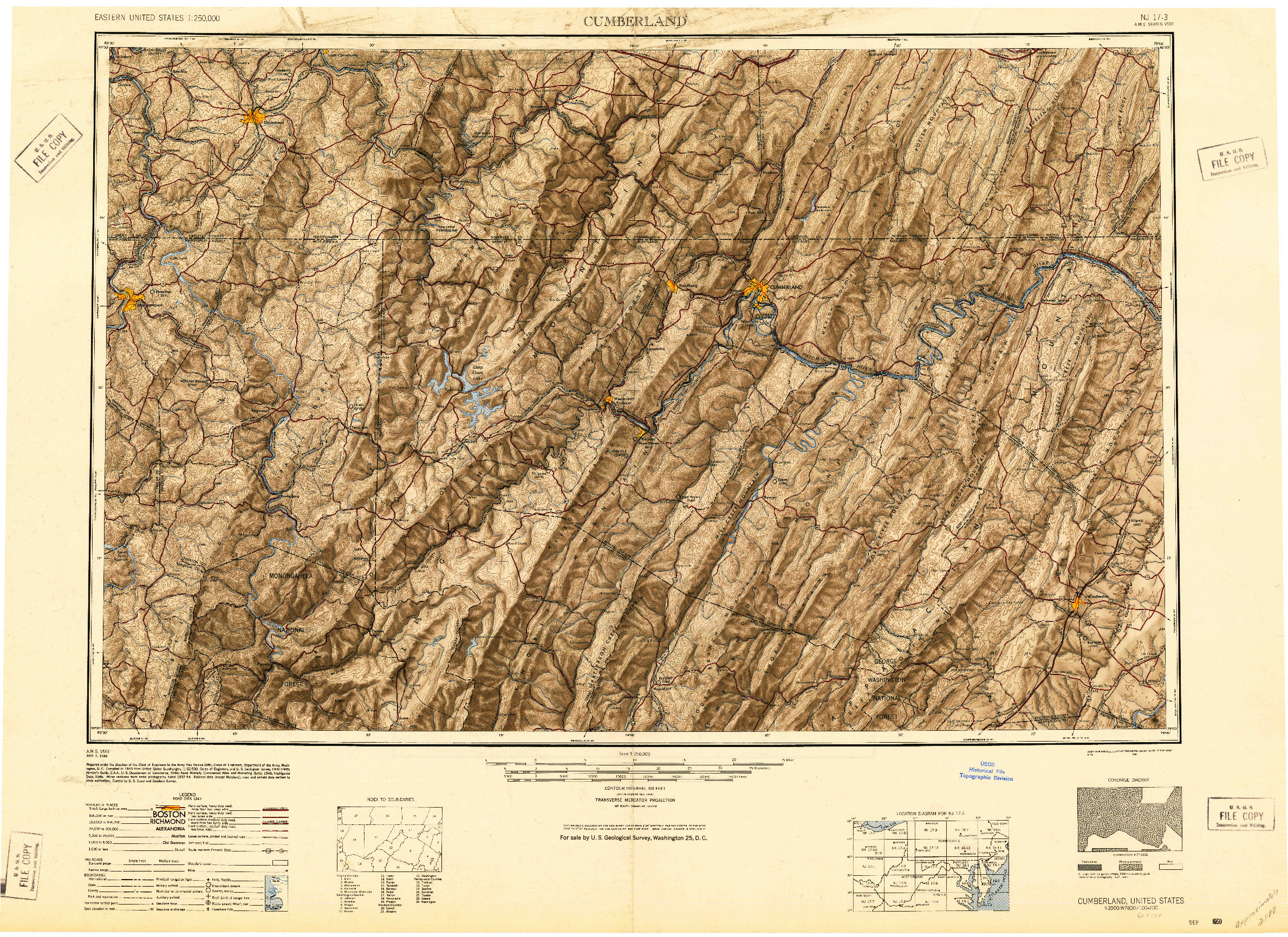 USGS 1:250000-SCALE QUADRANGLE FOR CUMBERLAND, MD 1948
