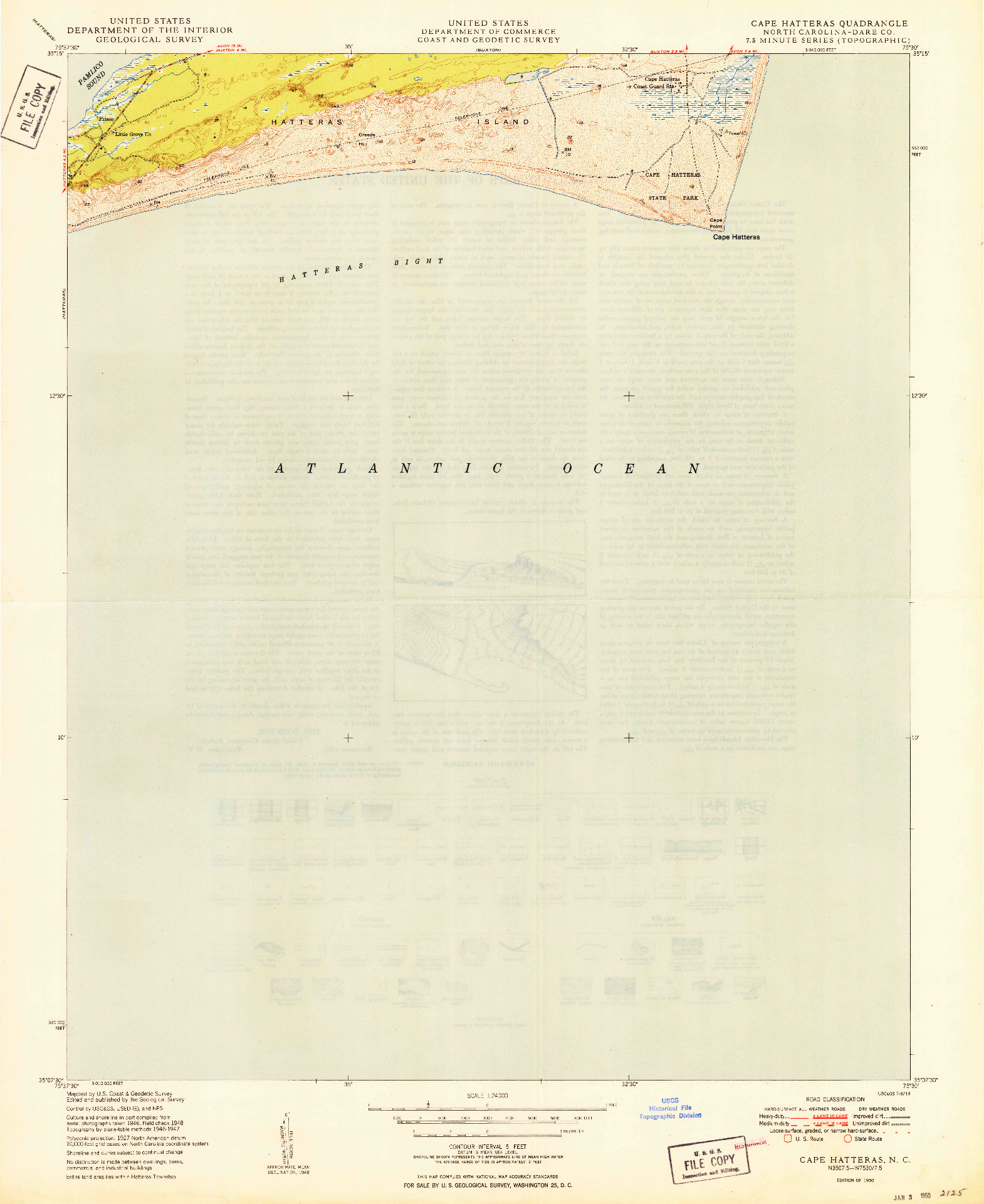 USGS 1:24000-SCALE QUADRANGLE FOR CAPE HATTERAS, NC 1950